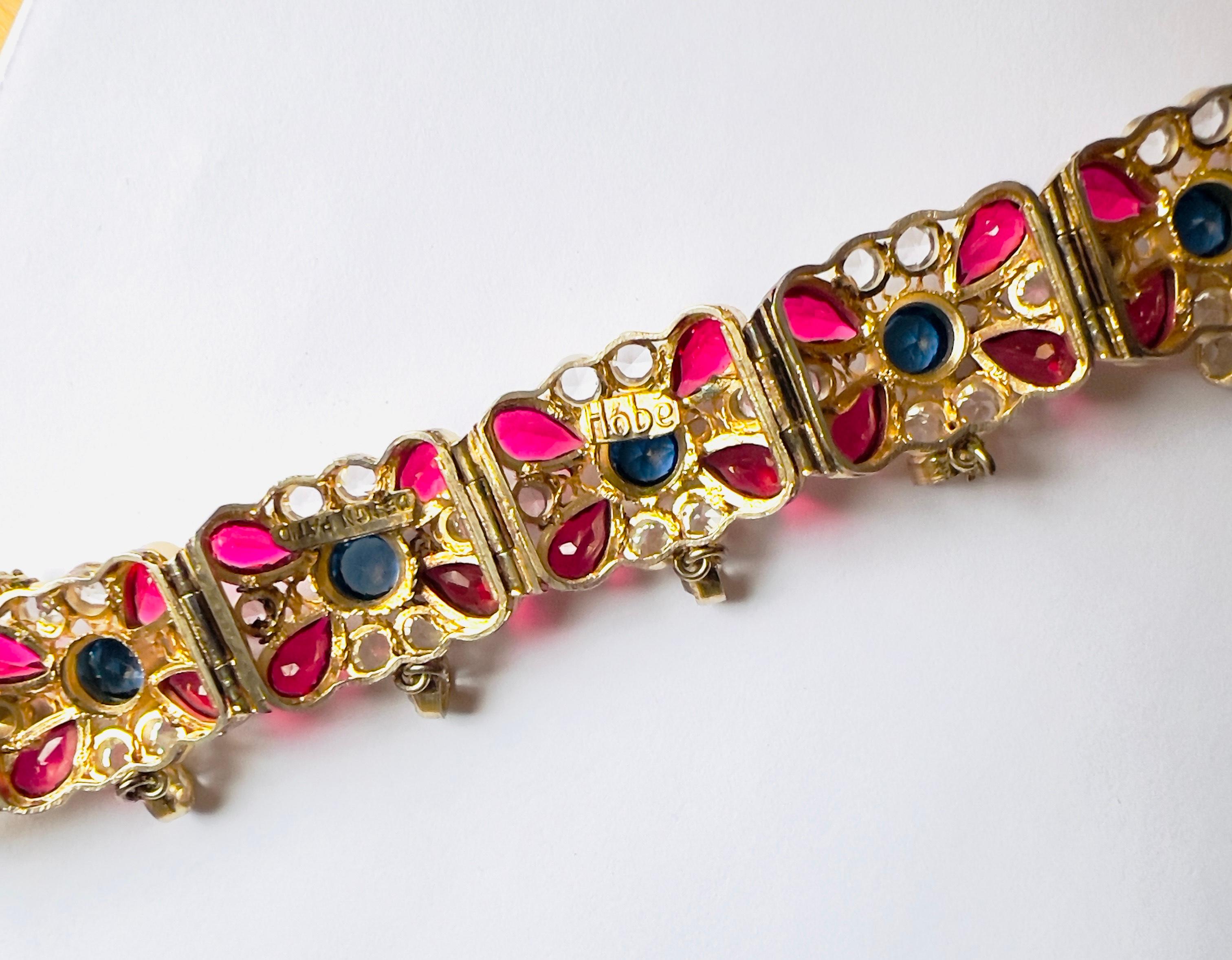 Gilt 1930’s Vintage Hobé Bejeweled Bracelet Signed