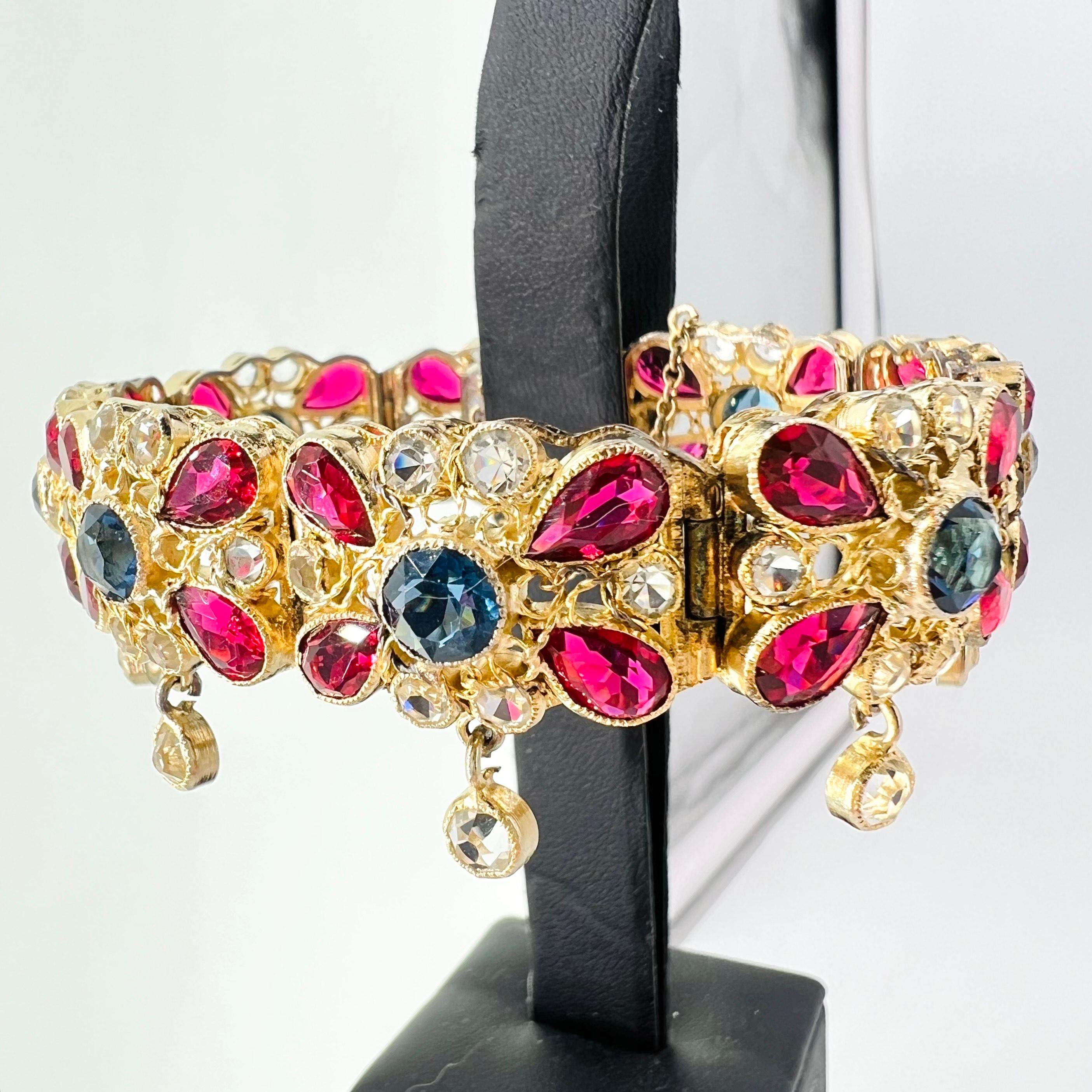 Metal 1930’s Vintage Hobé Bejeweled Bracelet Signed