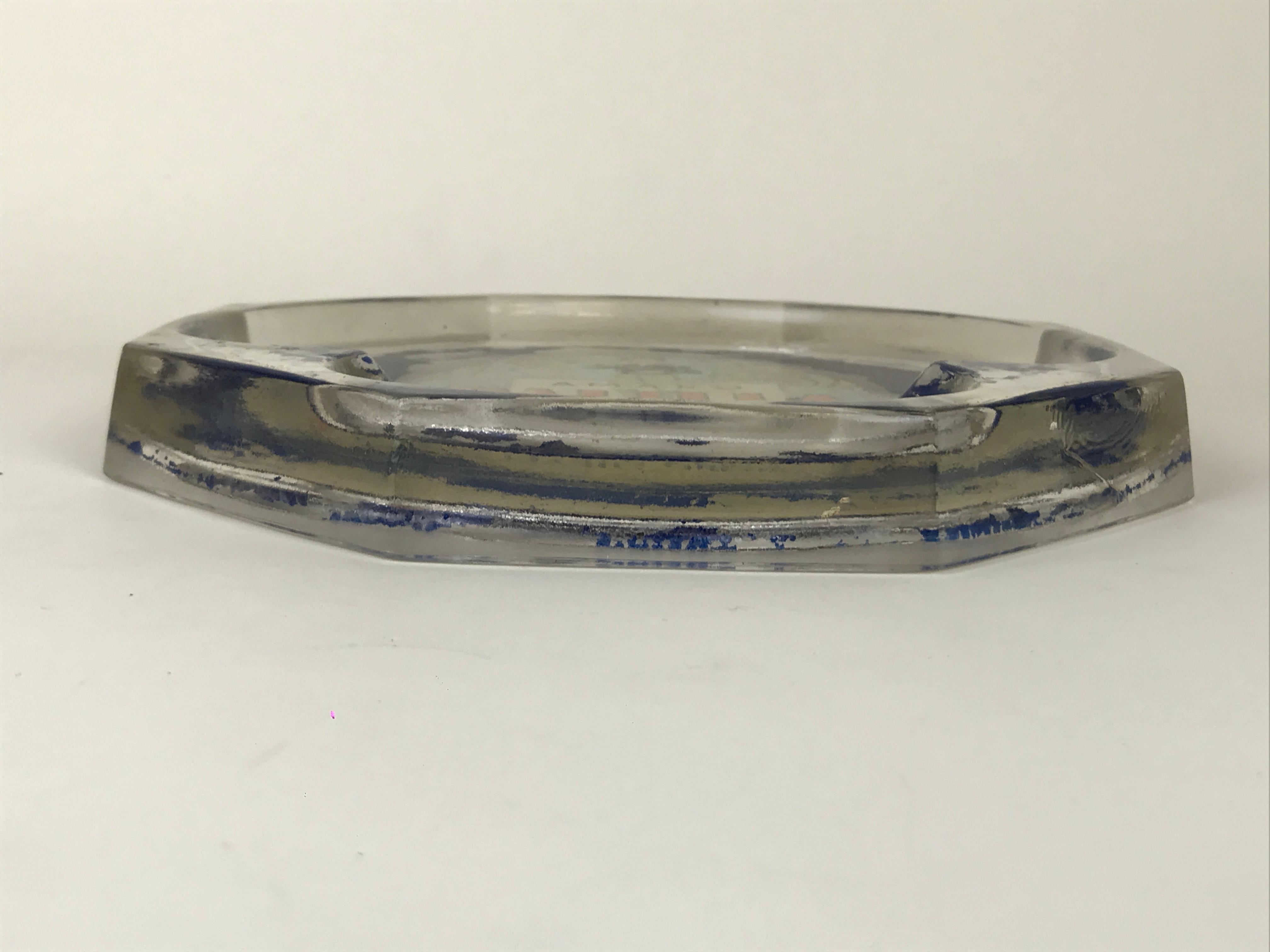 1930s Vintage Italian Advertising Amaro Balilla Glass Ashtray Made in Italy In Good Condition In Milan, IT