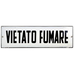 1930s Vintage Italian Enamel Metal Curved Sign Vietato Fumare or No Smoking