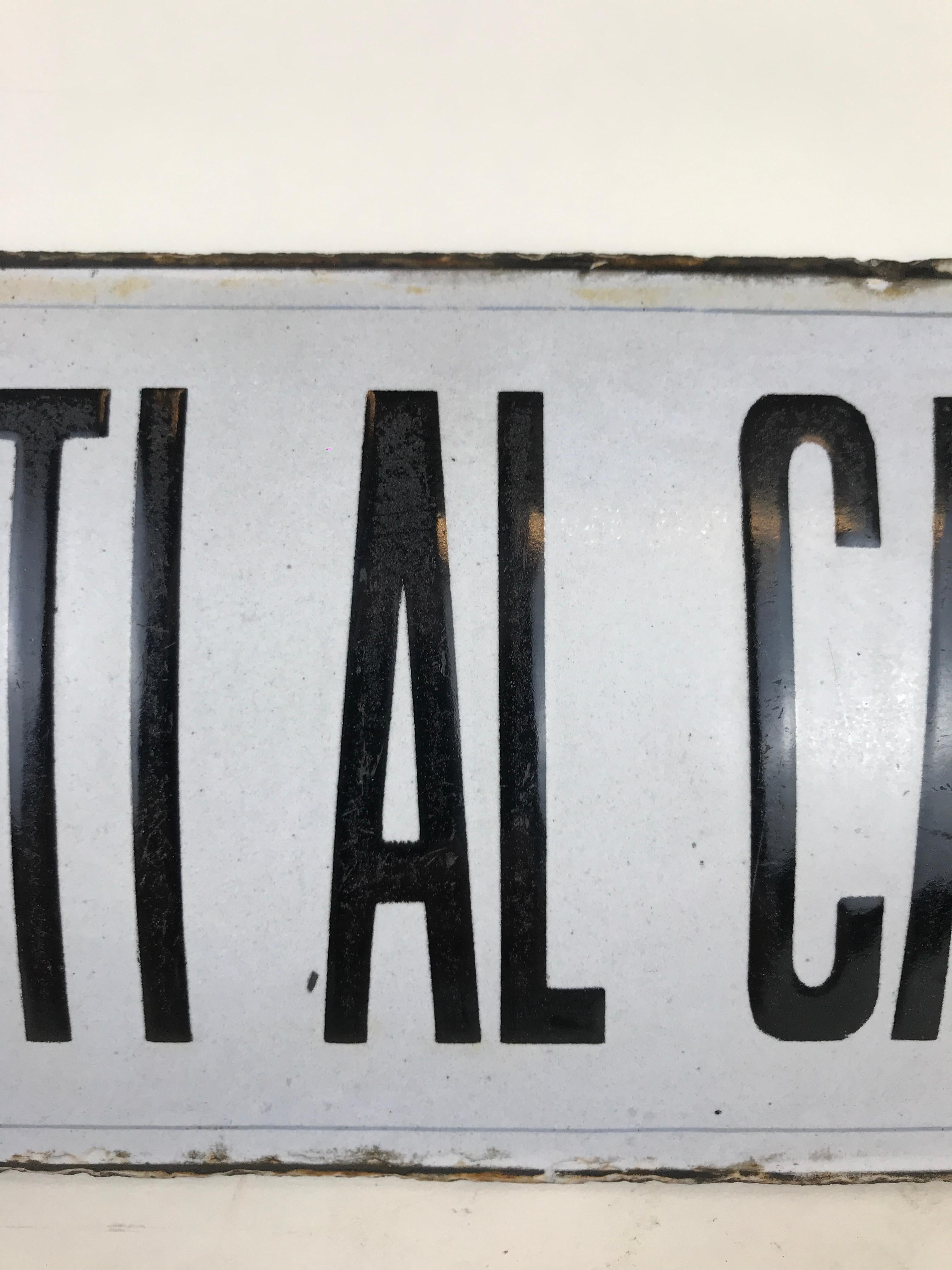1930s Vintage Italian Enamel Metal Sign 
