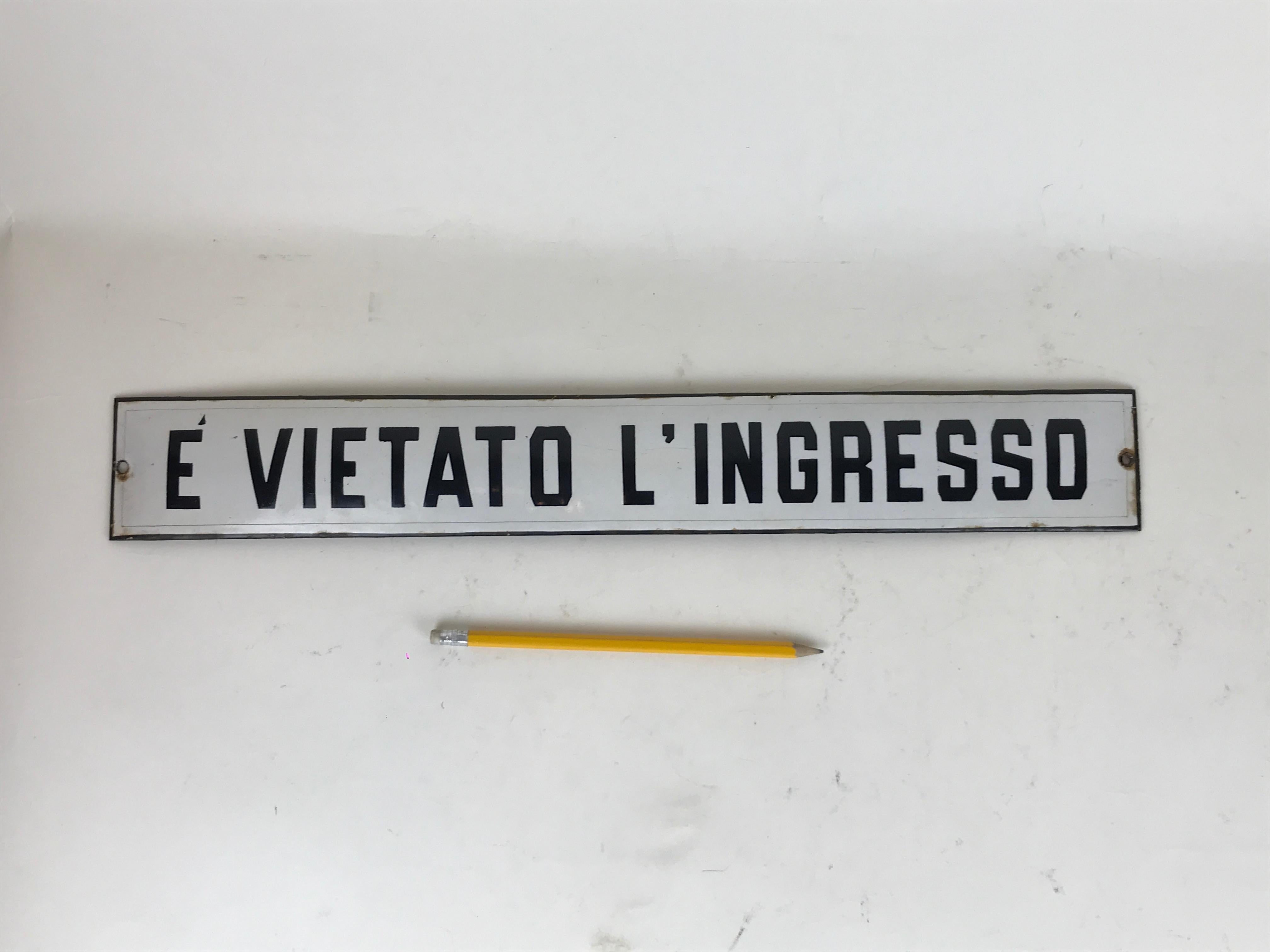 Industrial 1930s Vintage Italian Enamel Metal Sign 