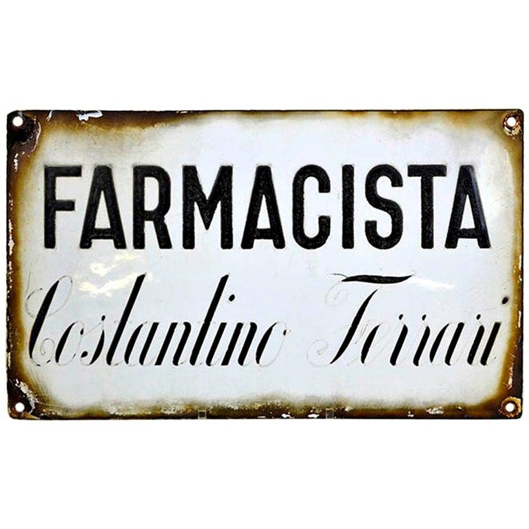 1930s Vintage Italian Enamel Metal Sign Farmacia or Pharmacy Shop For ...