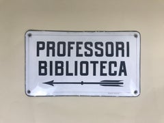 1930s Vintage Italian Enamel Metal Sign "Professori Biblioteca", School Library