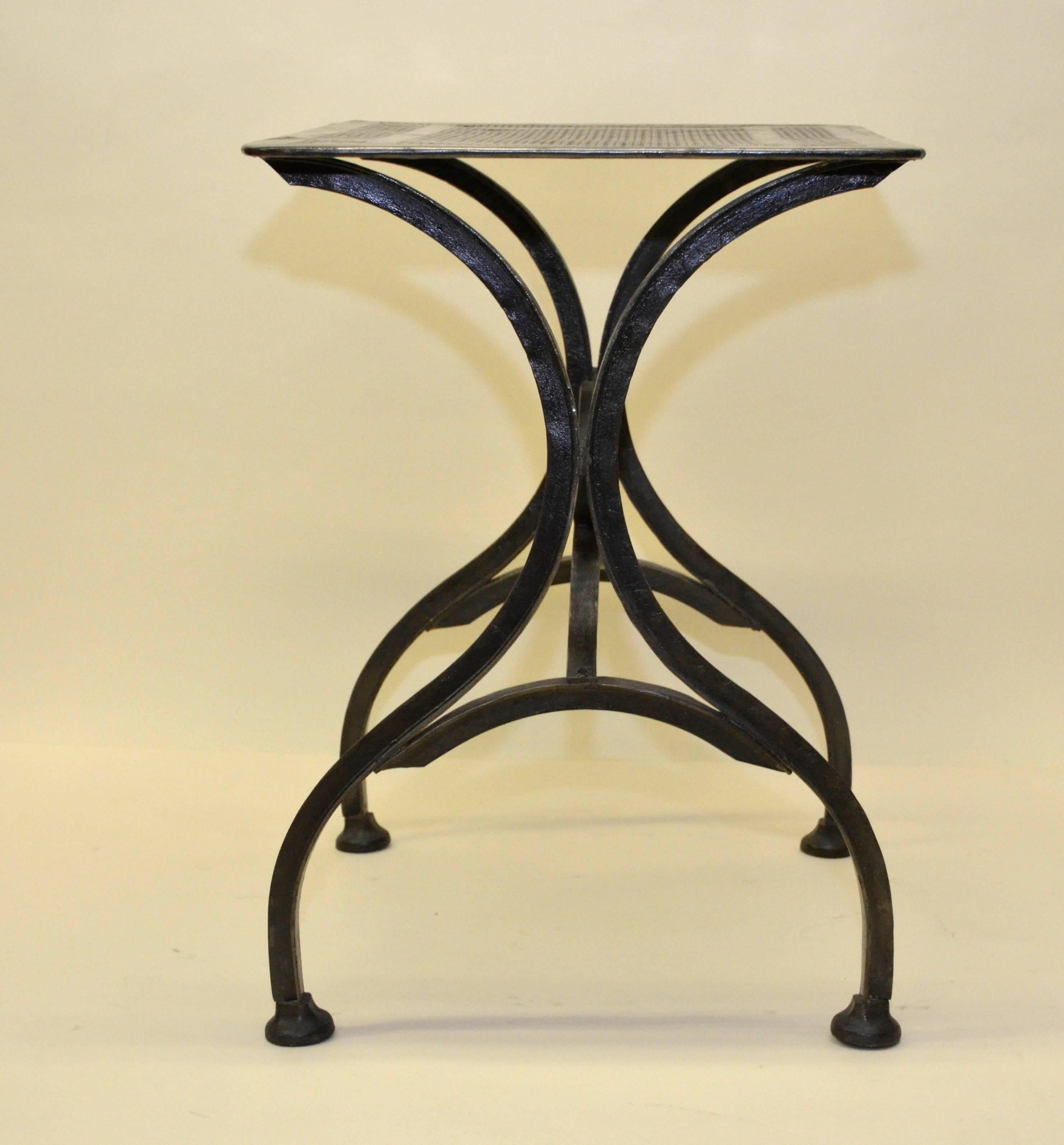 1930s Vintage Italian Stripped Metal Garden Table For Sale 8