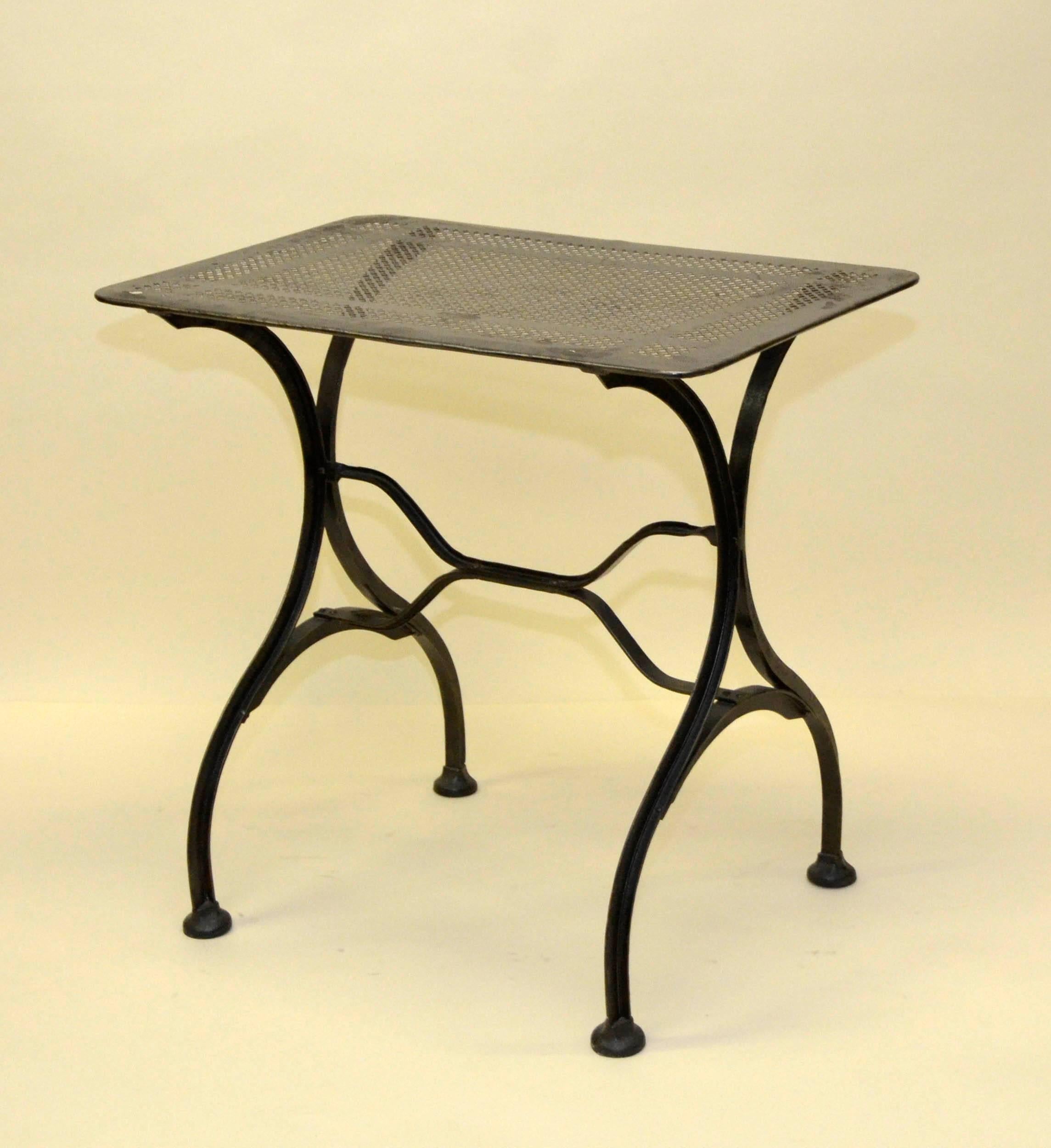 Industrial 1930s Vintage Italian Stripped Metal Garden Table For Sale