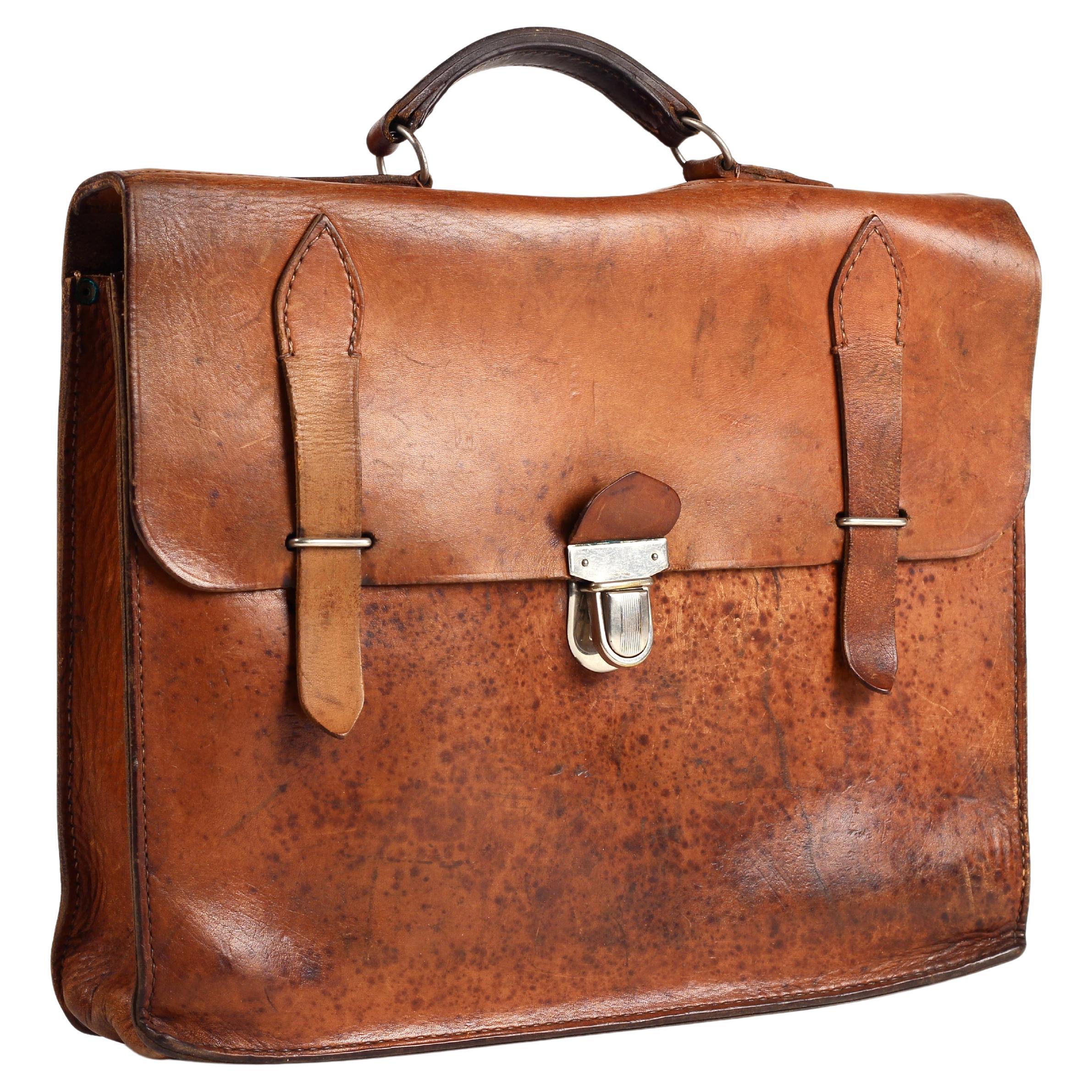 1930er Jahre Vintage Leder Aktentasche Satchel - Englisch Patina Tasche Passt MacBook