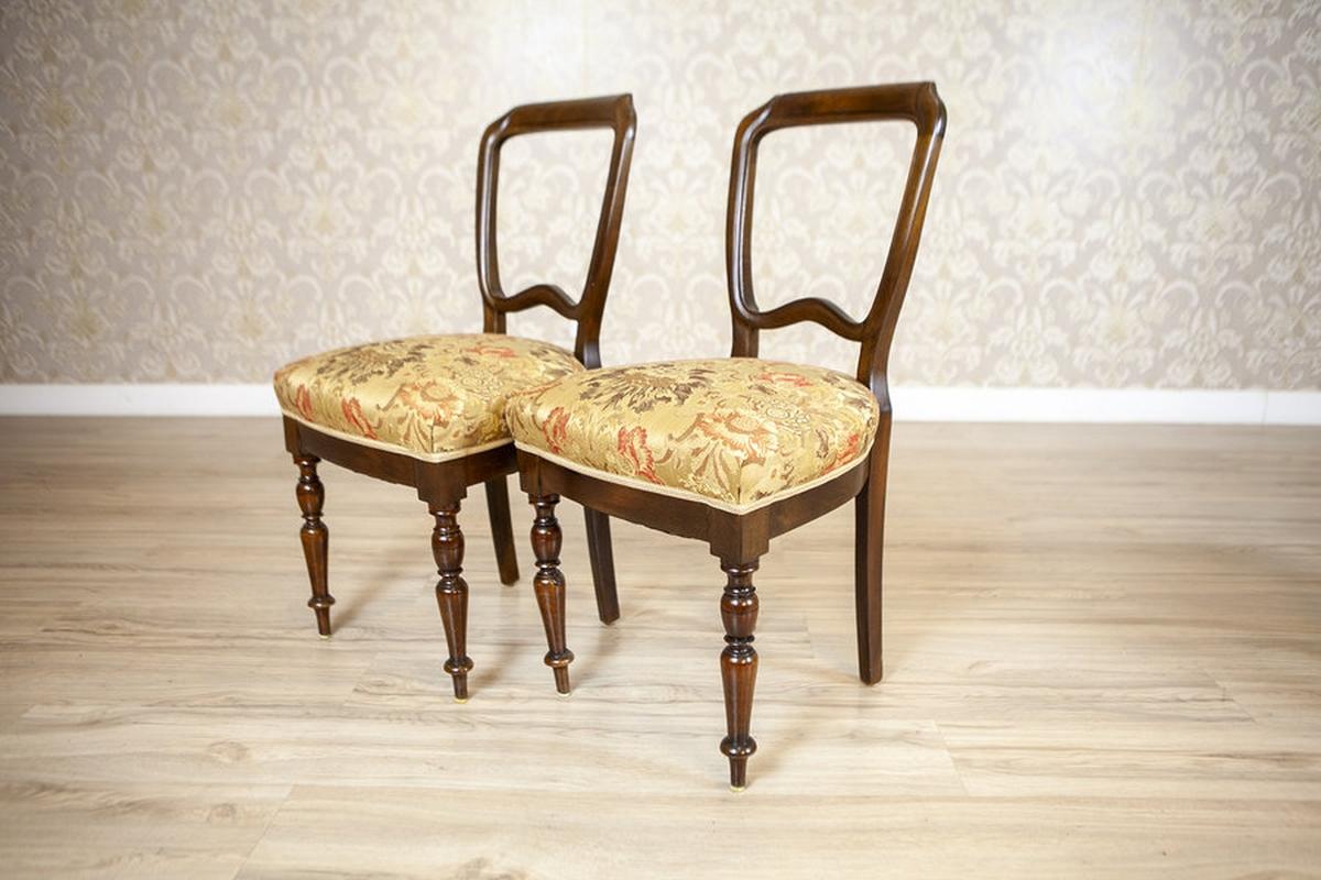 Four Mahogany Chairs in Floral Upholstery, Circa 1930, Set of 4 In Good Condition For Sale In Opole, PL