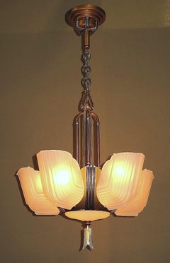 1930s Vintage Mid Century Chandelier 7 Bulbs Ceiling Lights