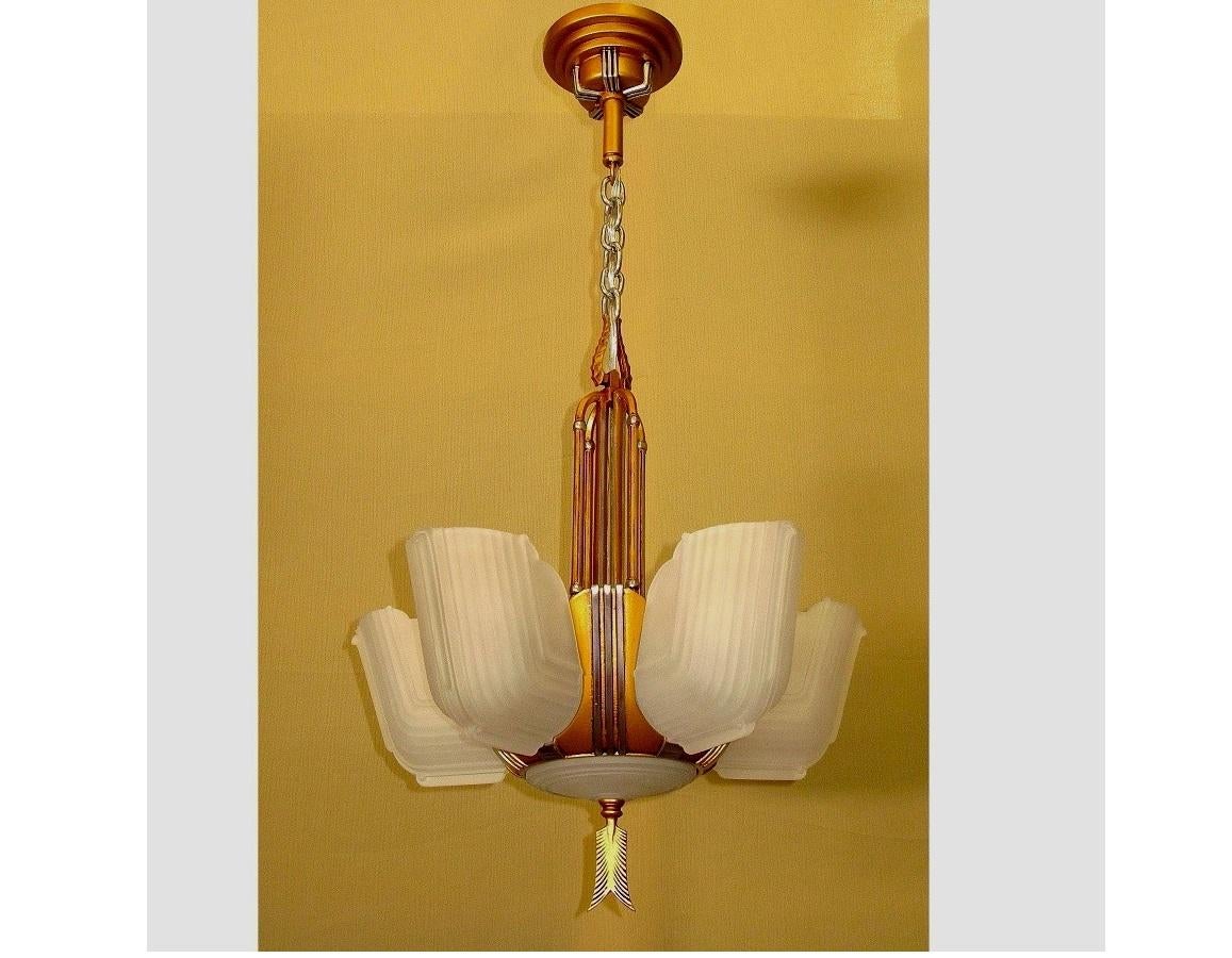 Calco Lampadario d'epoca del 1930 a 7 lampadine per soffitto in vendita