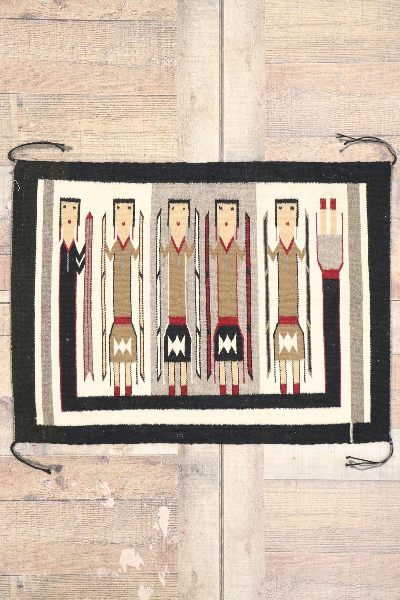 Hand-Woven 1930's Southwestern-Style Yeibichai-Figure Kilim Rug For Sale