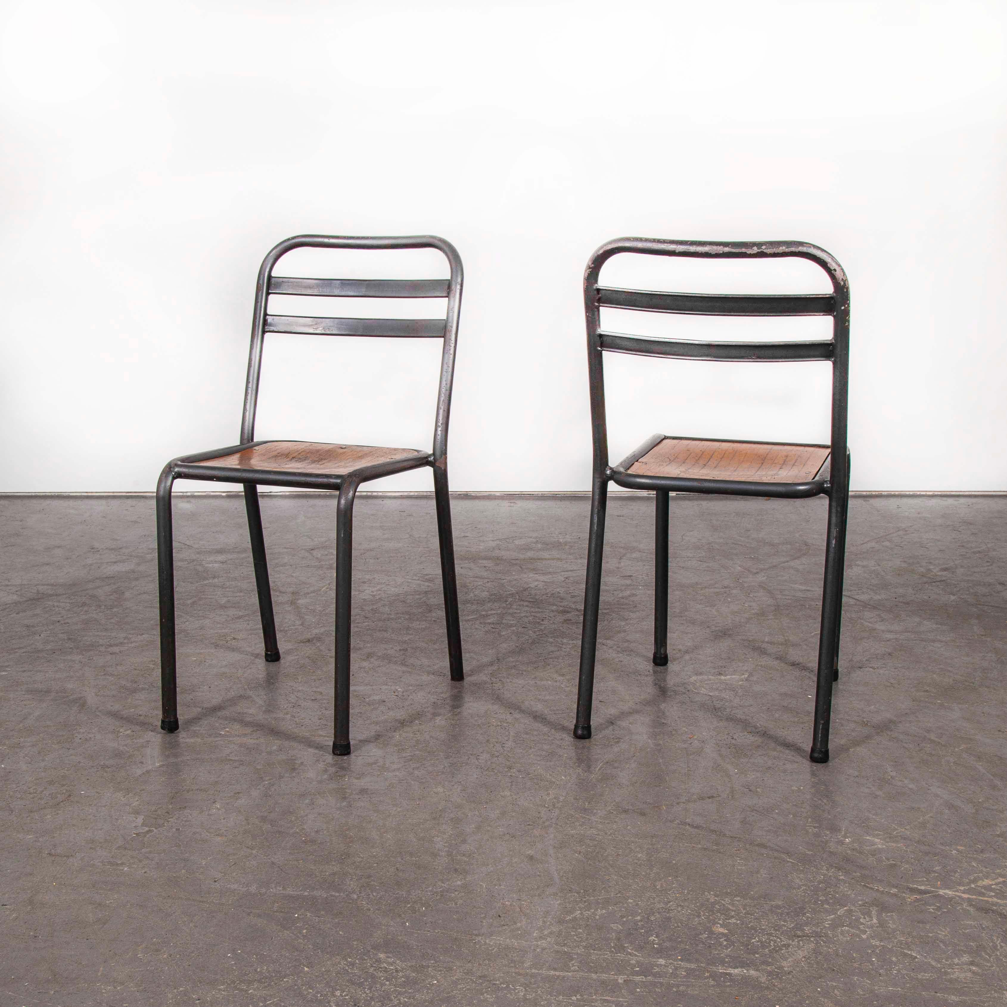 1930s Vintage Original French Tolix Cafe Dining Chairs, Pair 7