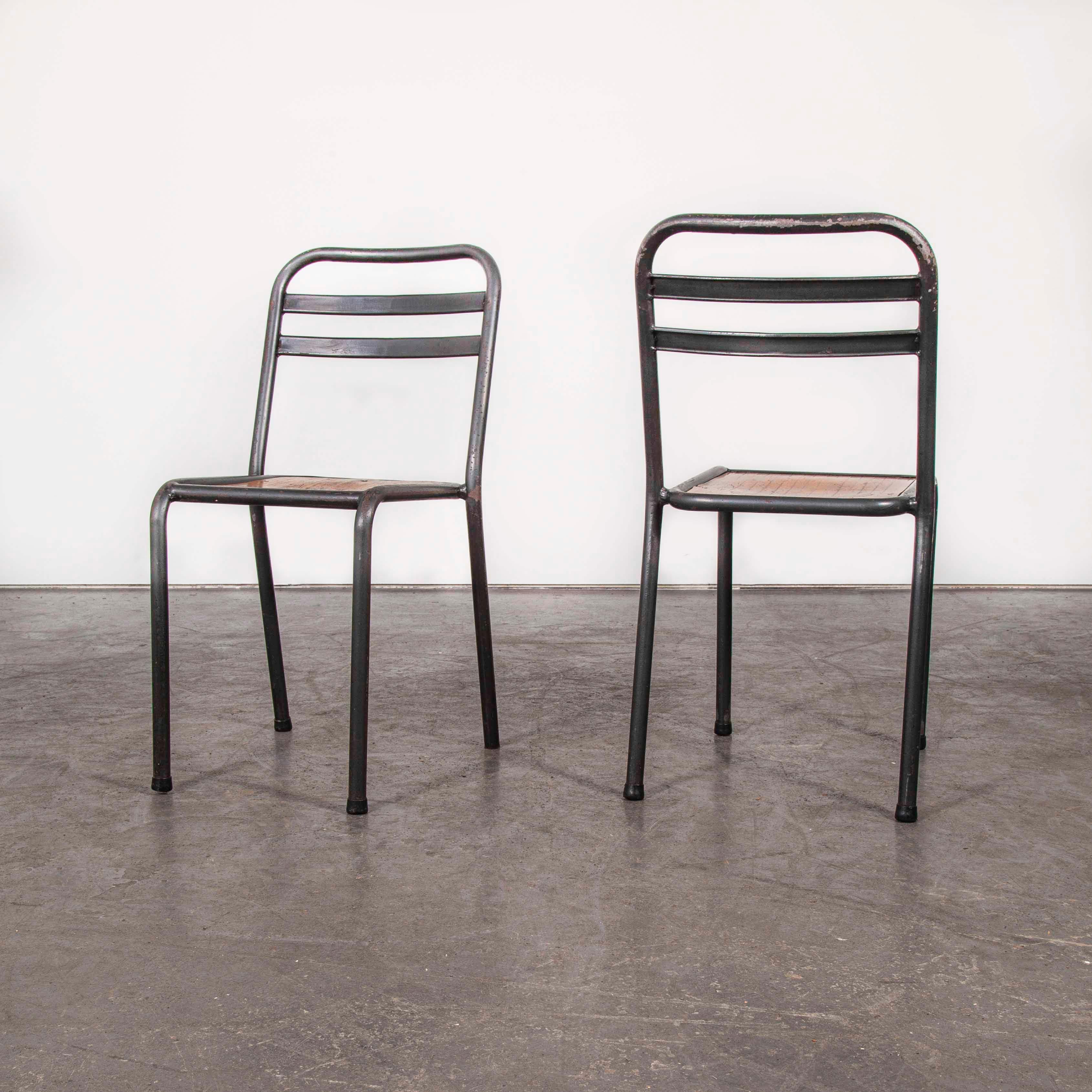 1930s Vintage Original French Tolix Cafe Dining Chairs, Pair 8