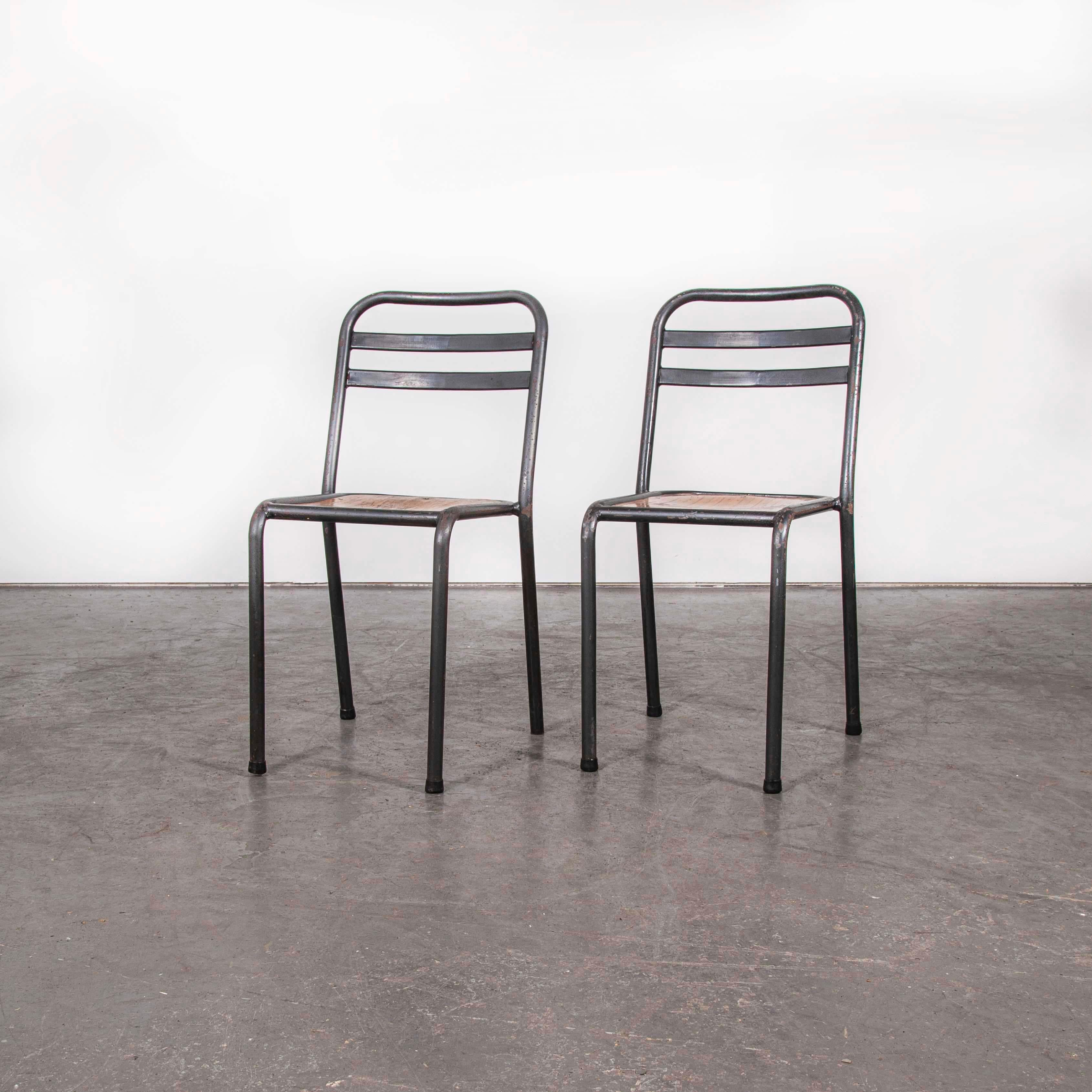Mid-20th Century 1930s Vintage Original French Tolix Cafe Dining Chairs, Pair