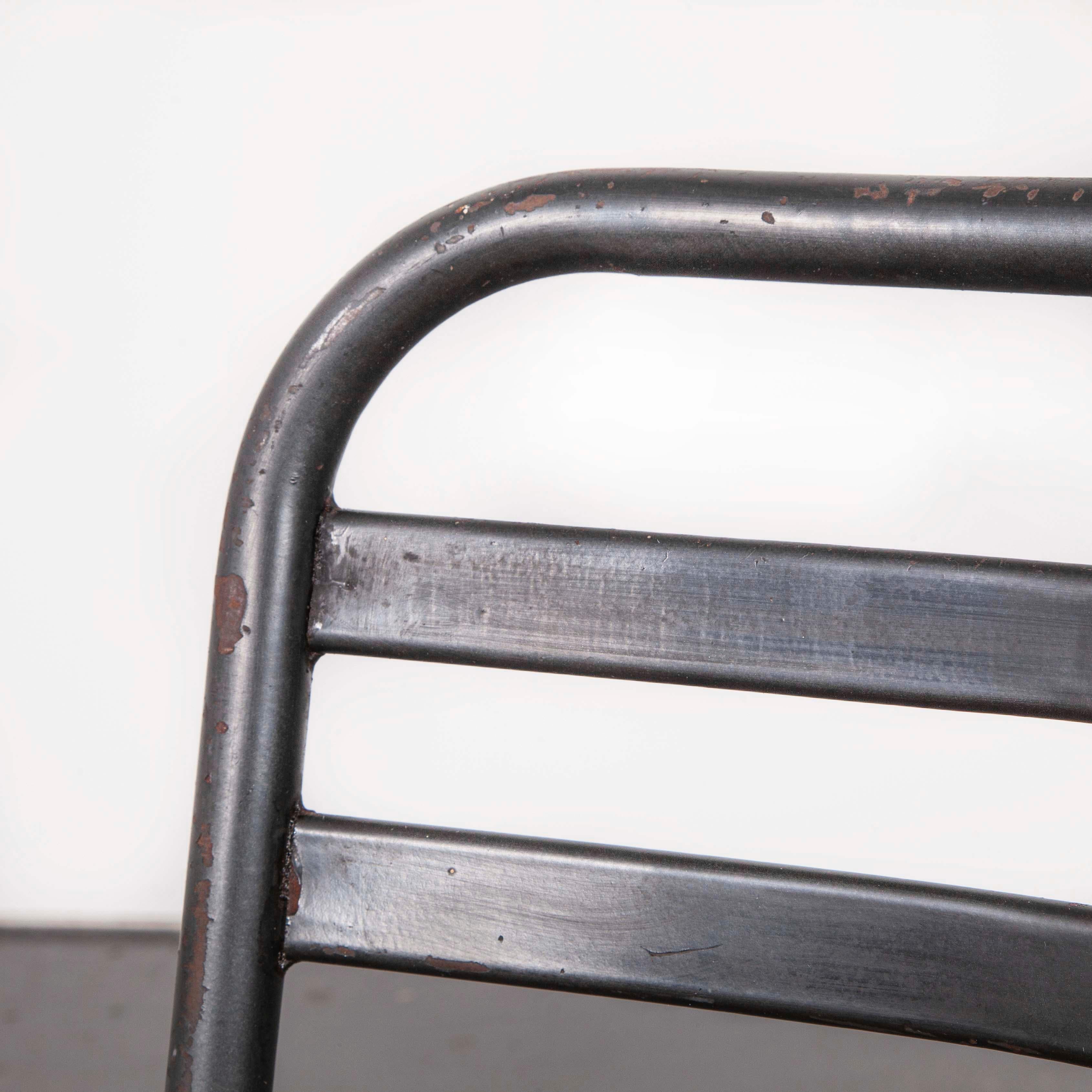 1930s Vintage Original French Tolix Cafe Dining Chairs, Pair 1
