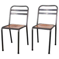1930s Vintage Original French Tolix Cafe Dining Chairs, Pair