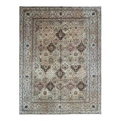 1930s Vintage Persian Tabriz Wool Area Rug, Handwoven Flora rug, 8'7" x 11'3"