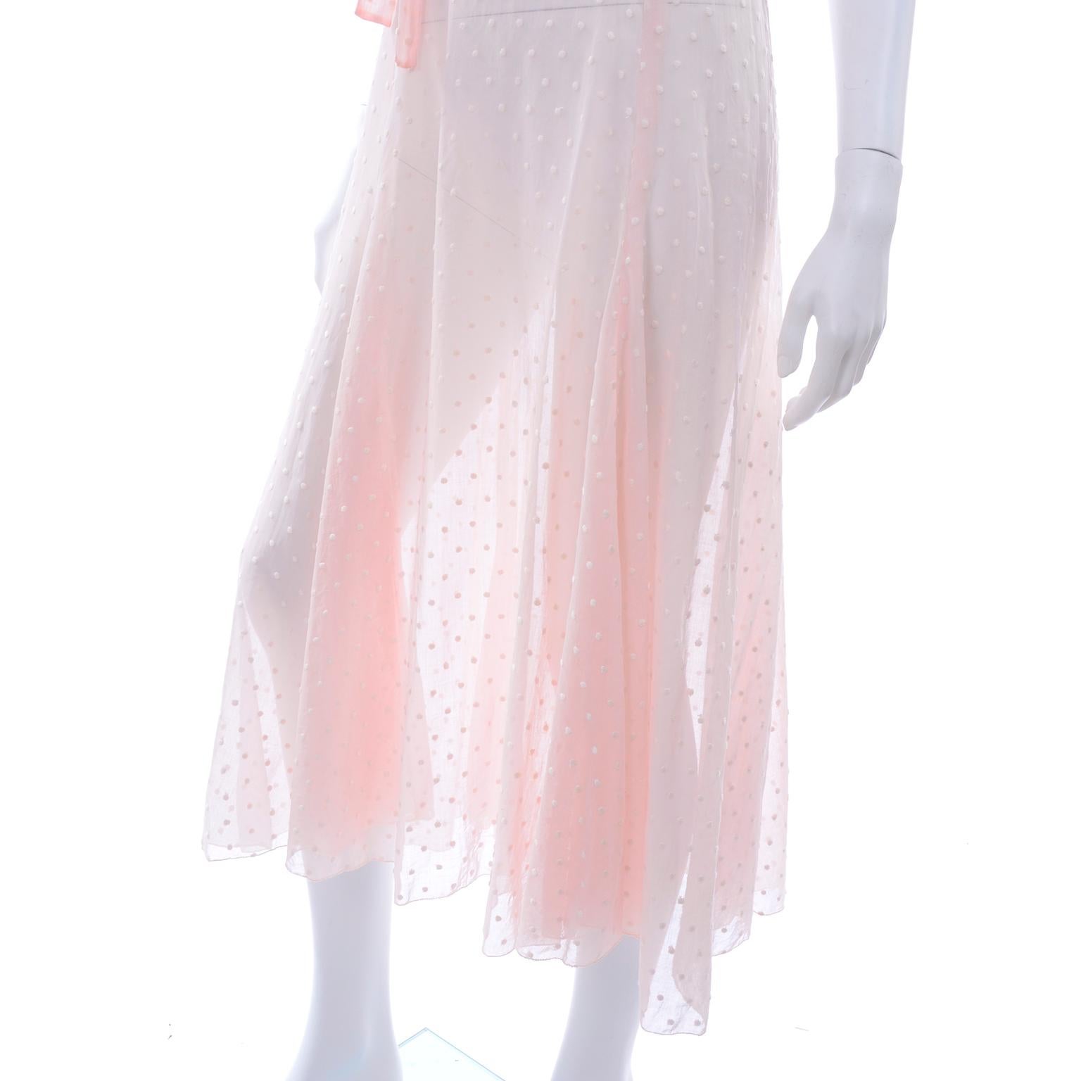 1930s Vintage Pink White Polka Dot Dress With Butterfly Capelet For Sale 2