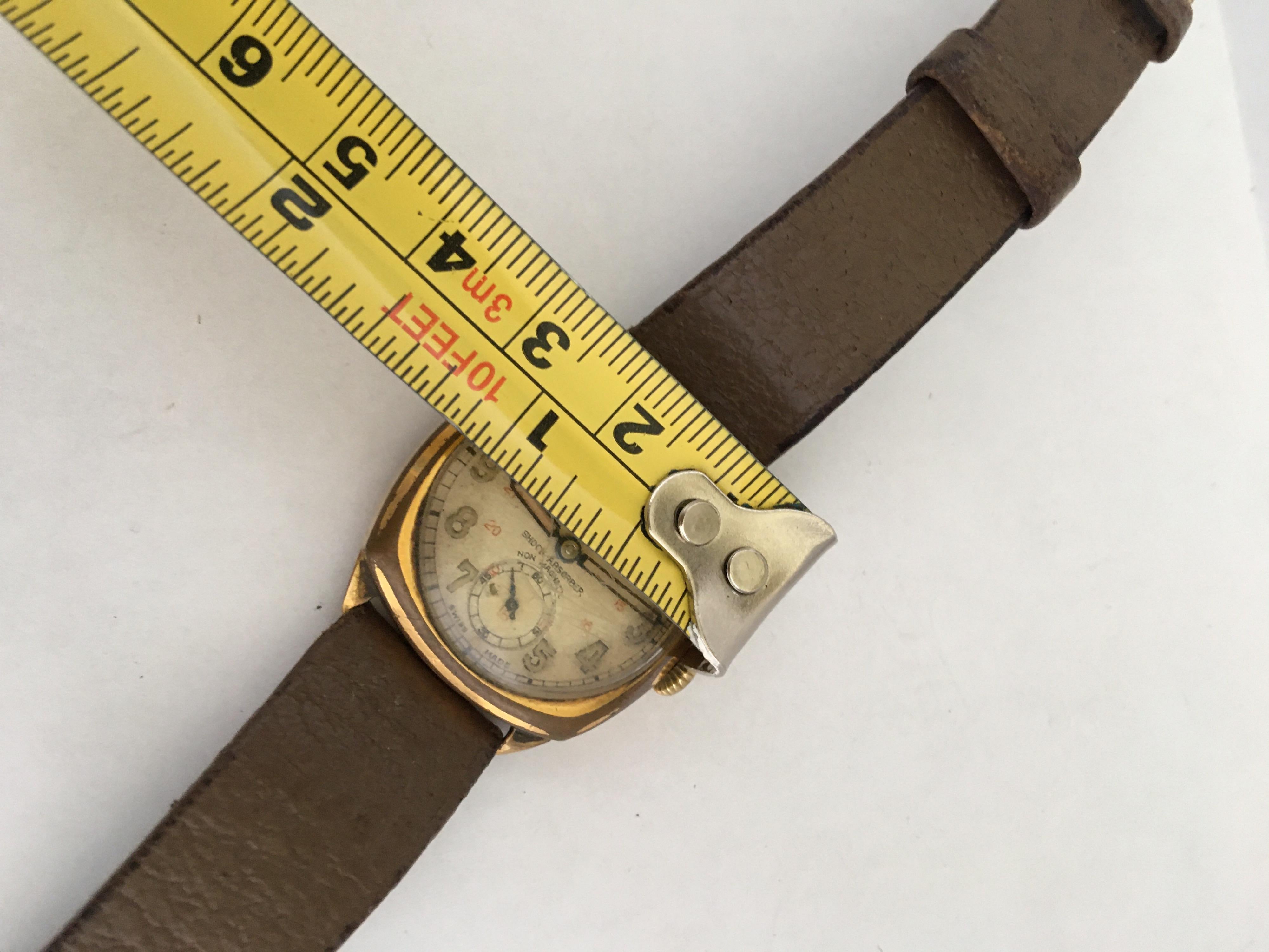 1930s Vintage Rotary24 Super Sports Gold-Plated Cushion Military Watch 2