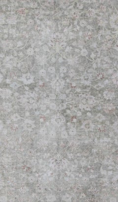 1930's Vintage Turkish Muted Oushak with All-Over Floral Design and Border