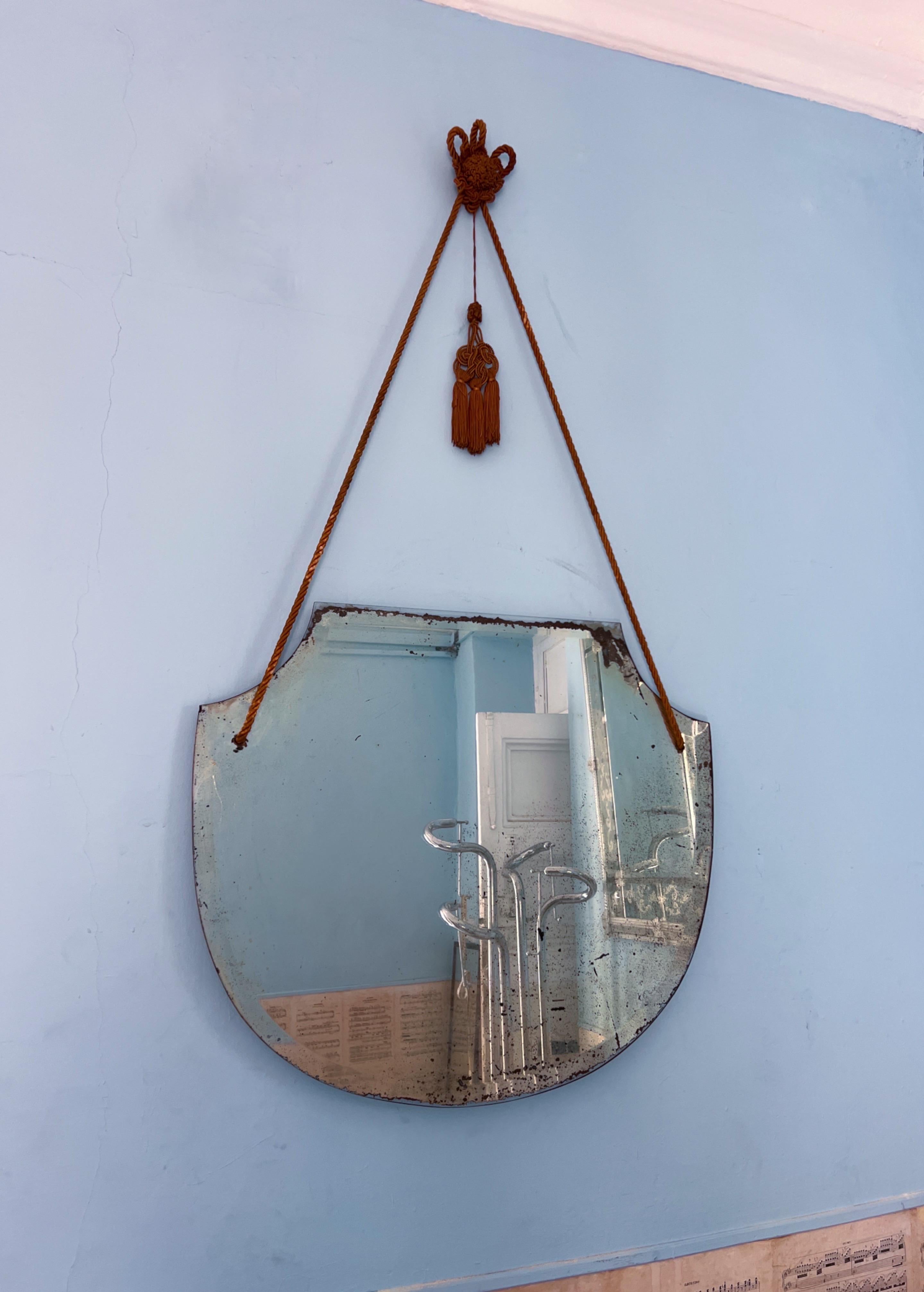 Specchio da parete degli anni '30 con ricca patina, Italia 2