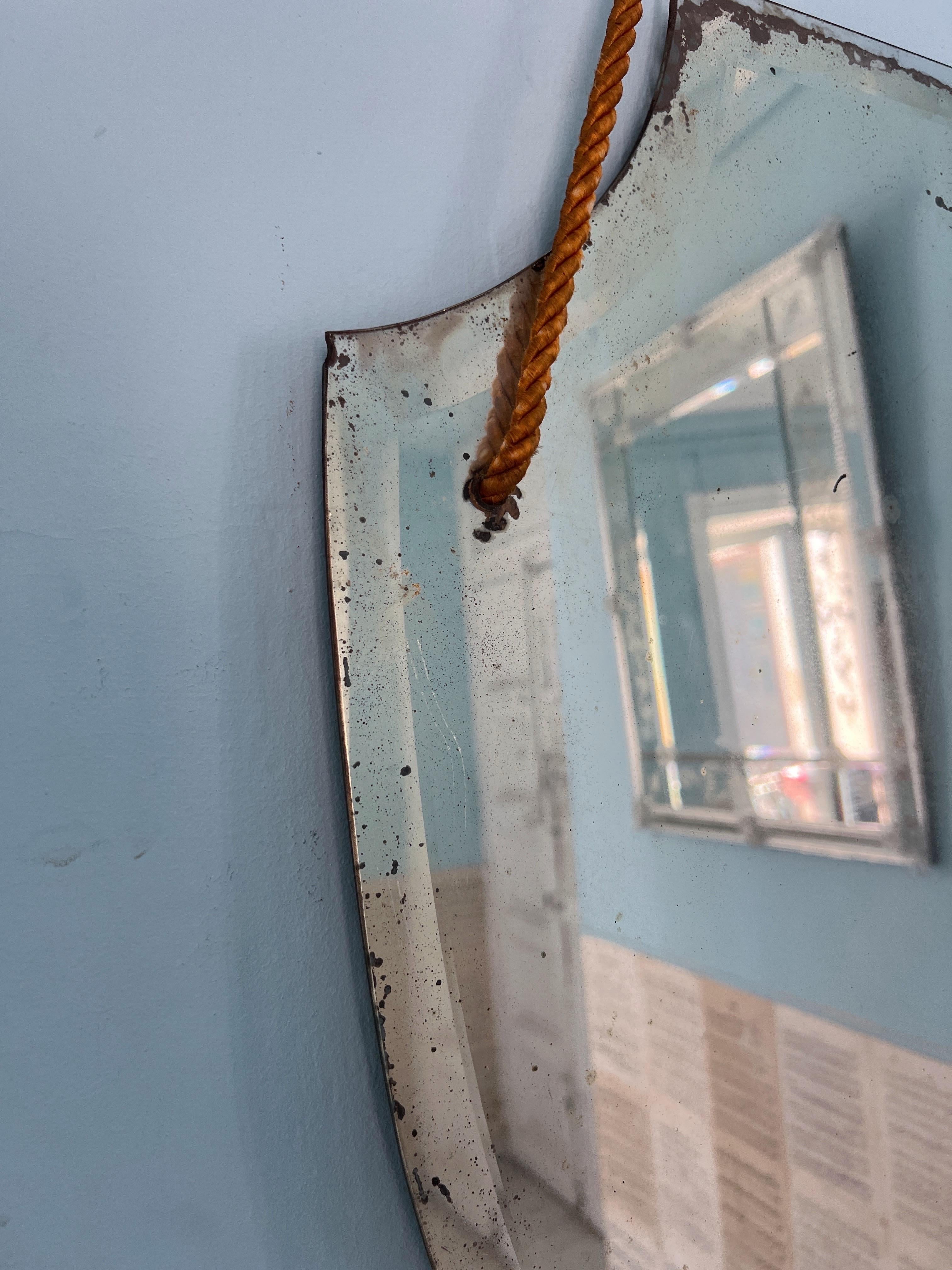 Specchio da parete degli anni '30 con ricca patina, Italia 3