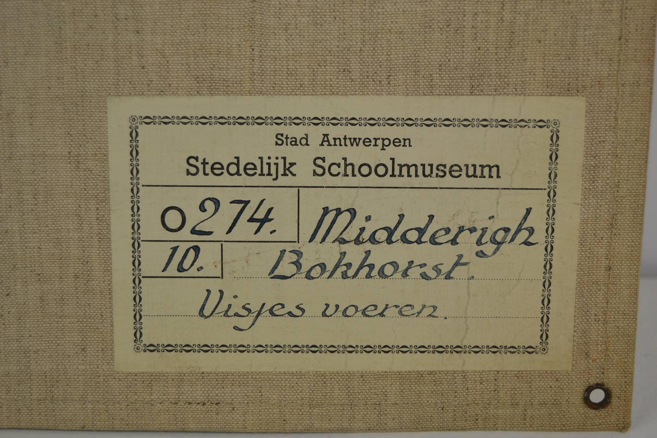 Grafico scolastico da parete del 1930, Nutrire i pesci, Midderigh - Bokhorst, Paesi Bassi 1