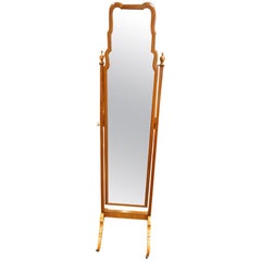 1930s Walnut Cheval Dressing Mirror