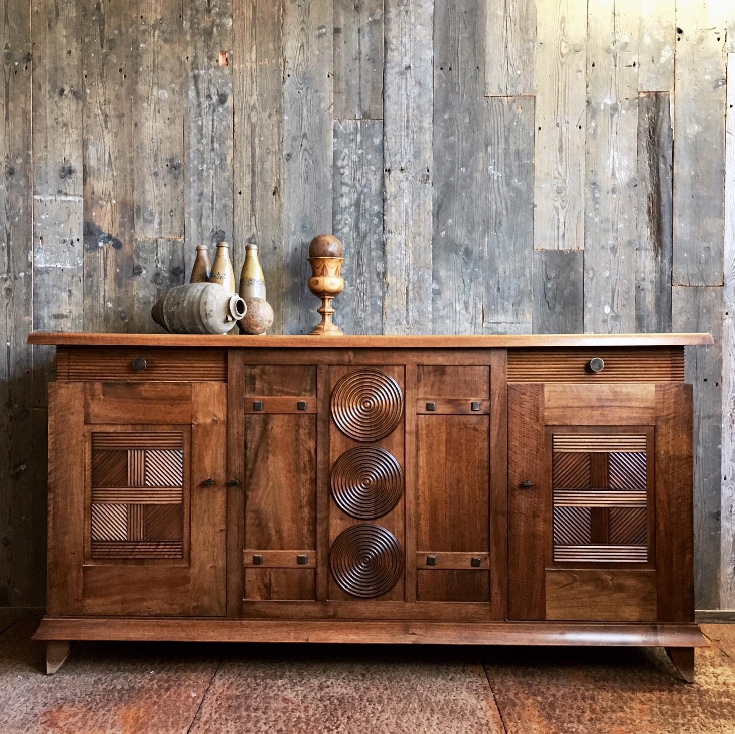 Arts and Crafts 1930s Walnut Design Sideboard by Charles Dudouyt