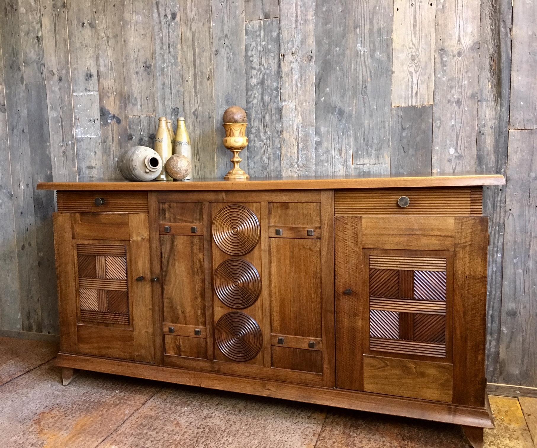 French 1930s Walnut Design Sideboard by Charles Dudouyt