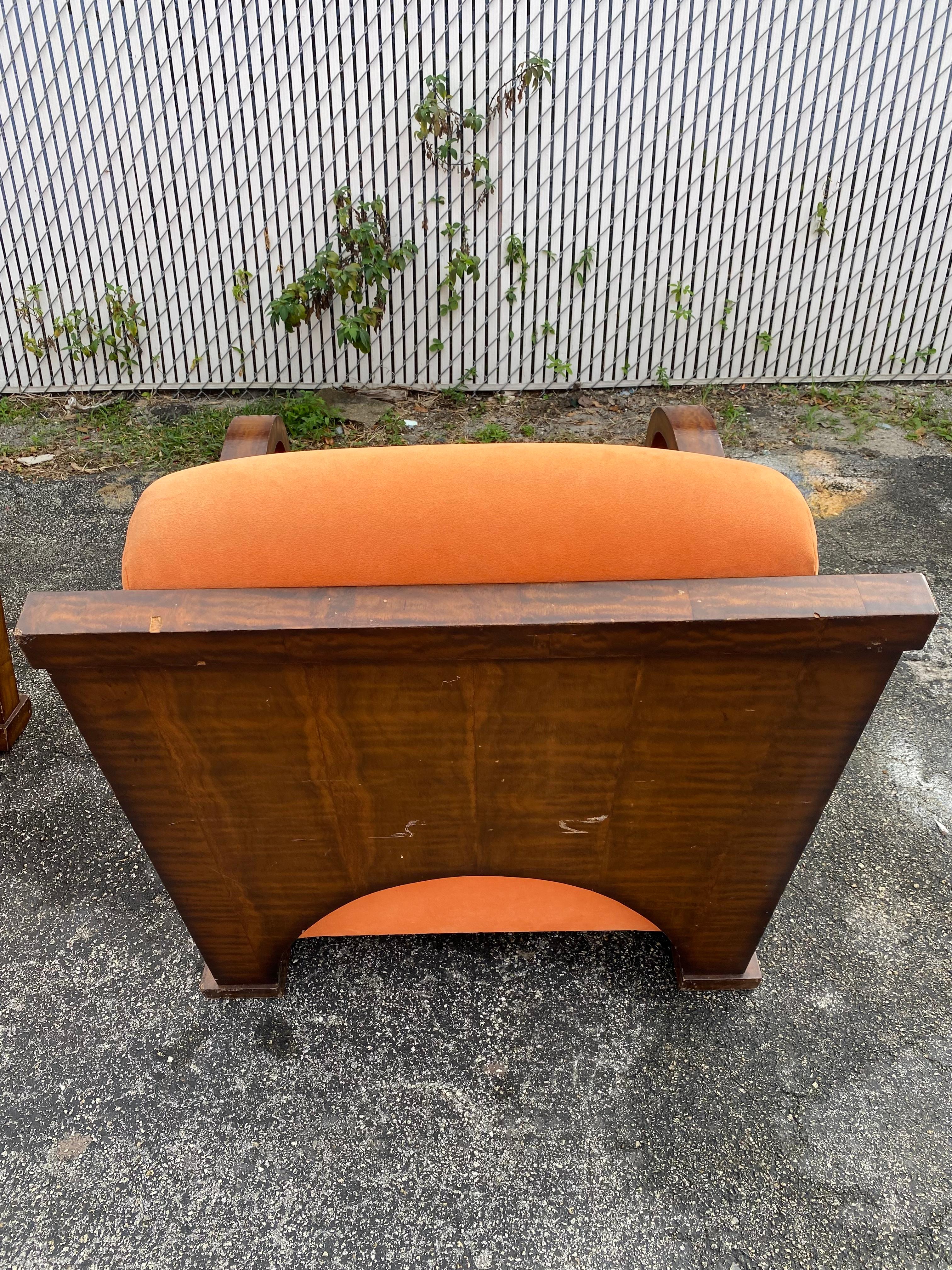1930s Walnut Orange Art Deco Bentwood Chairs, Set of 2 For Sale 6