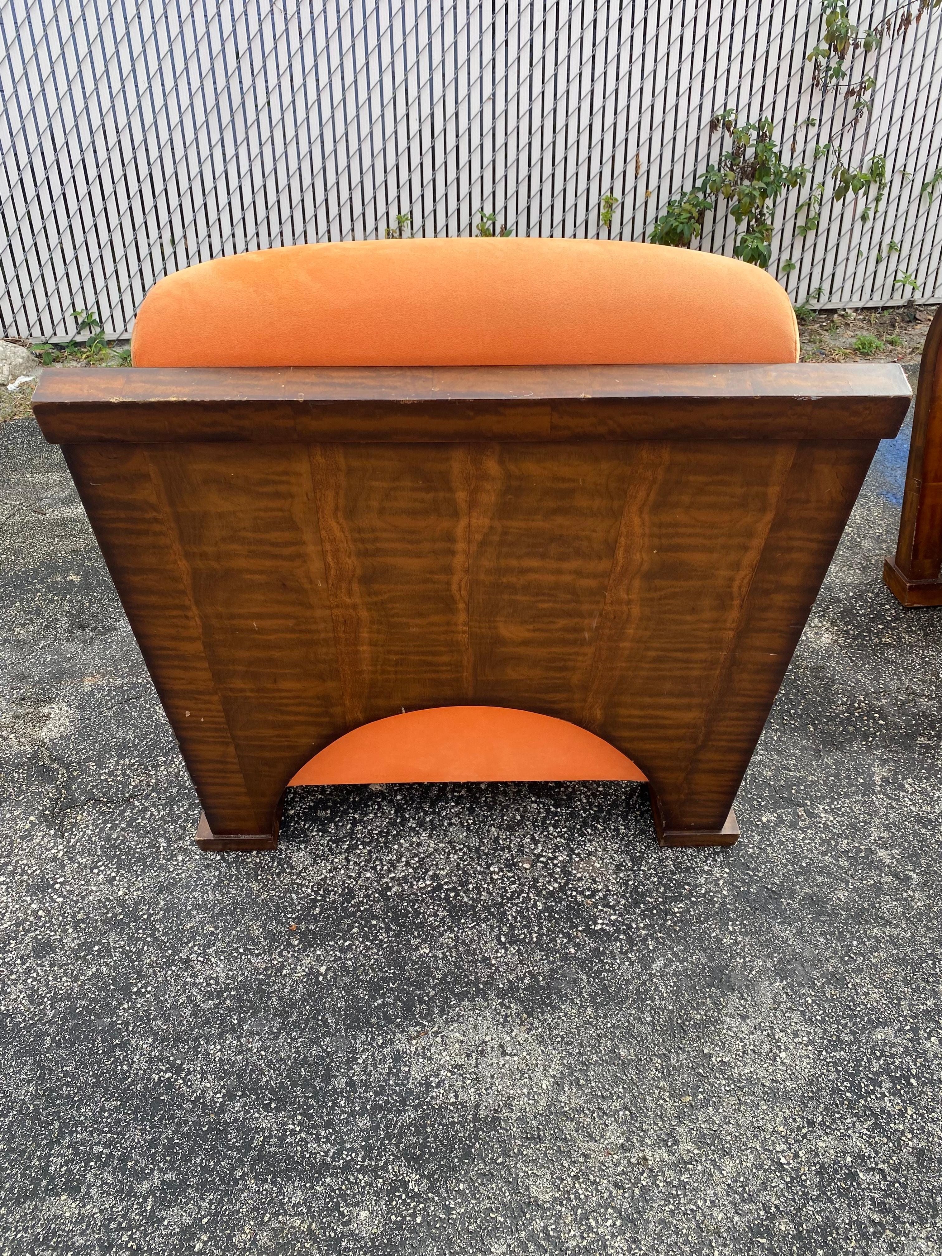 1930s Walnut Orange Art Deco Bentwood Chairs, Set of 2 For Sale 7