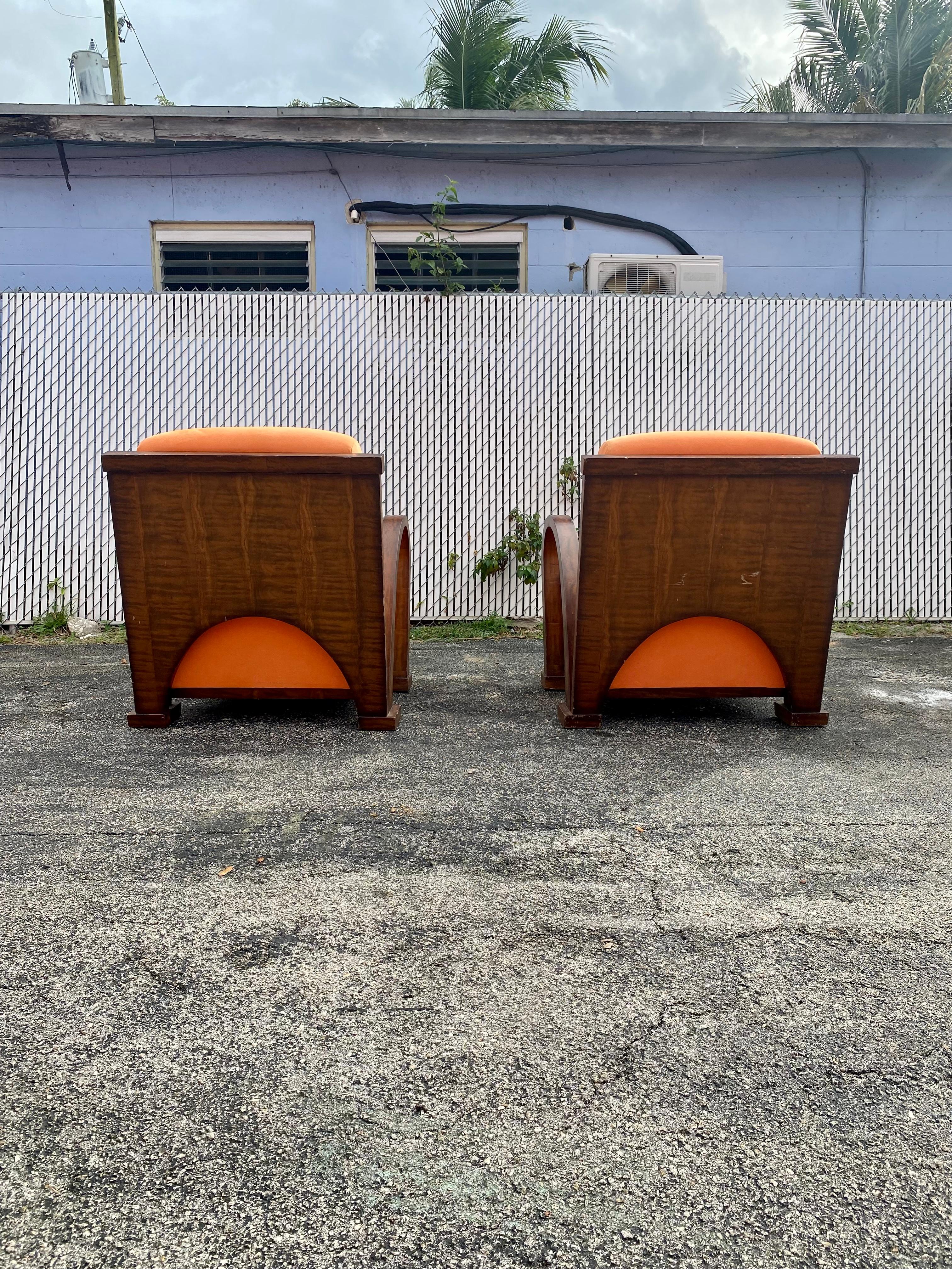 1930s Walnut Orange Art Deco Bentwood Chairs, Set of 2 For Sale 9