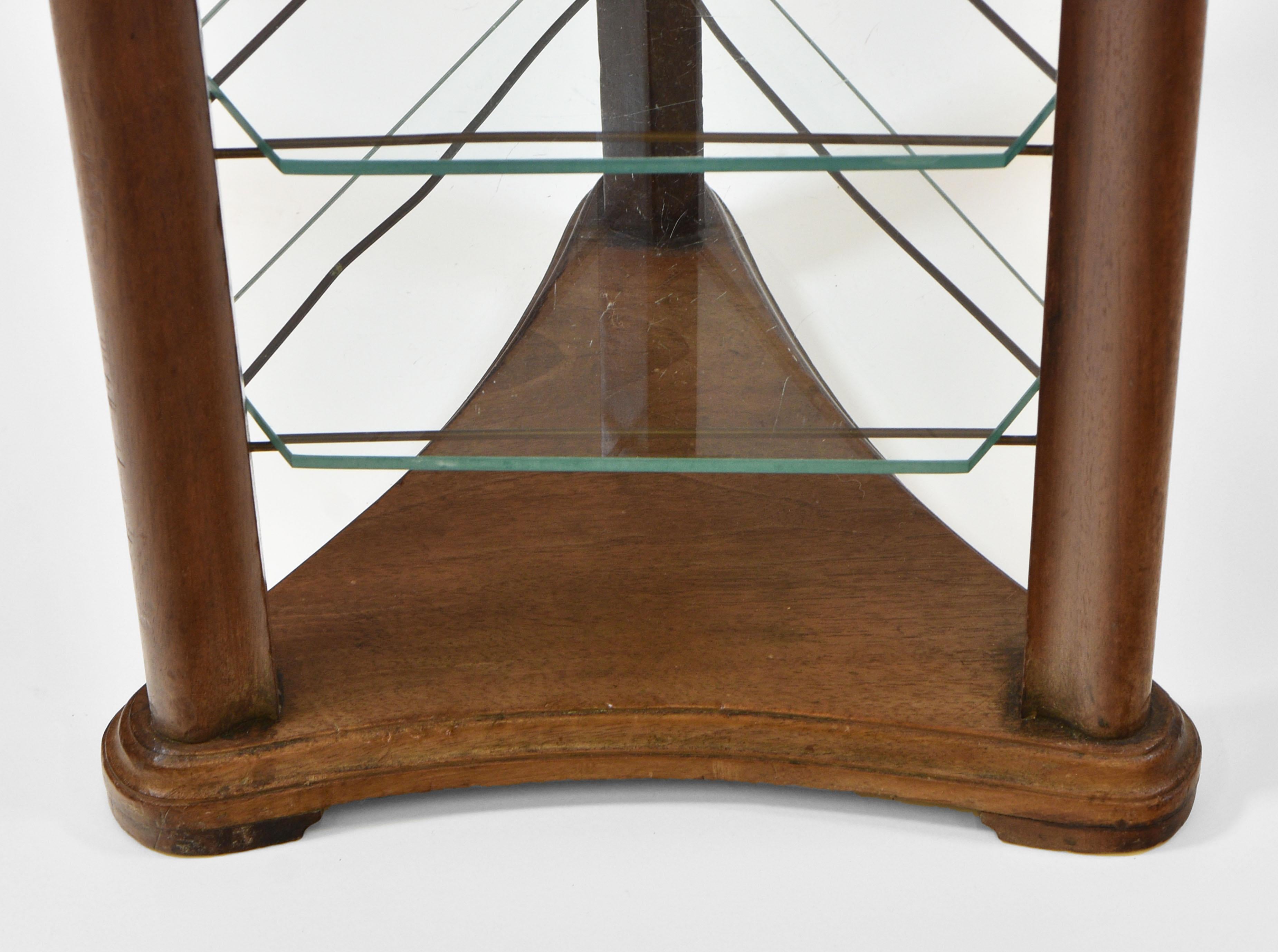 1930’s Walnut Shop Display Stand with Glass Shelves In Good Condition In Norwich, GB