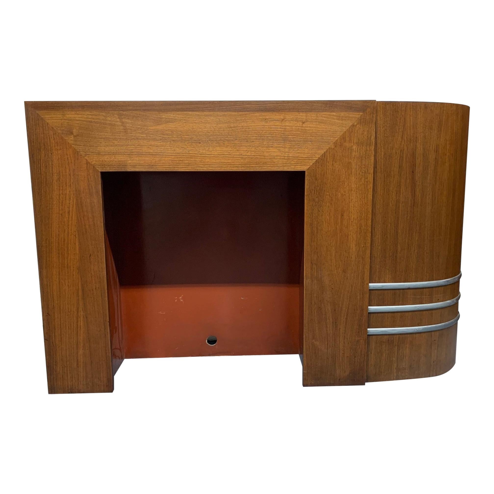 1930s Walnut Streamline Art Deco Mantel