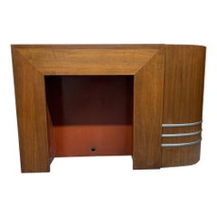 1930s Walnut Streamline Art Deco Mantel