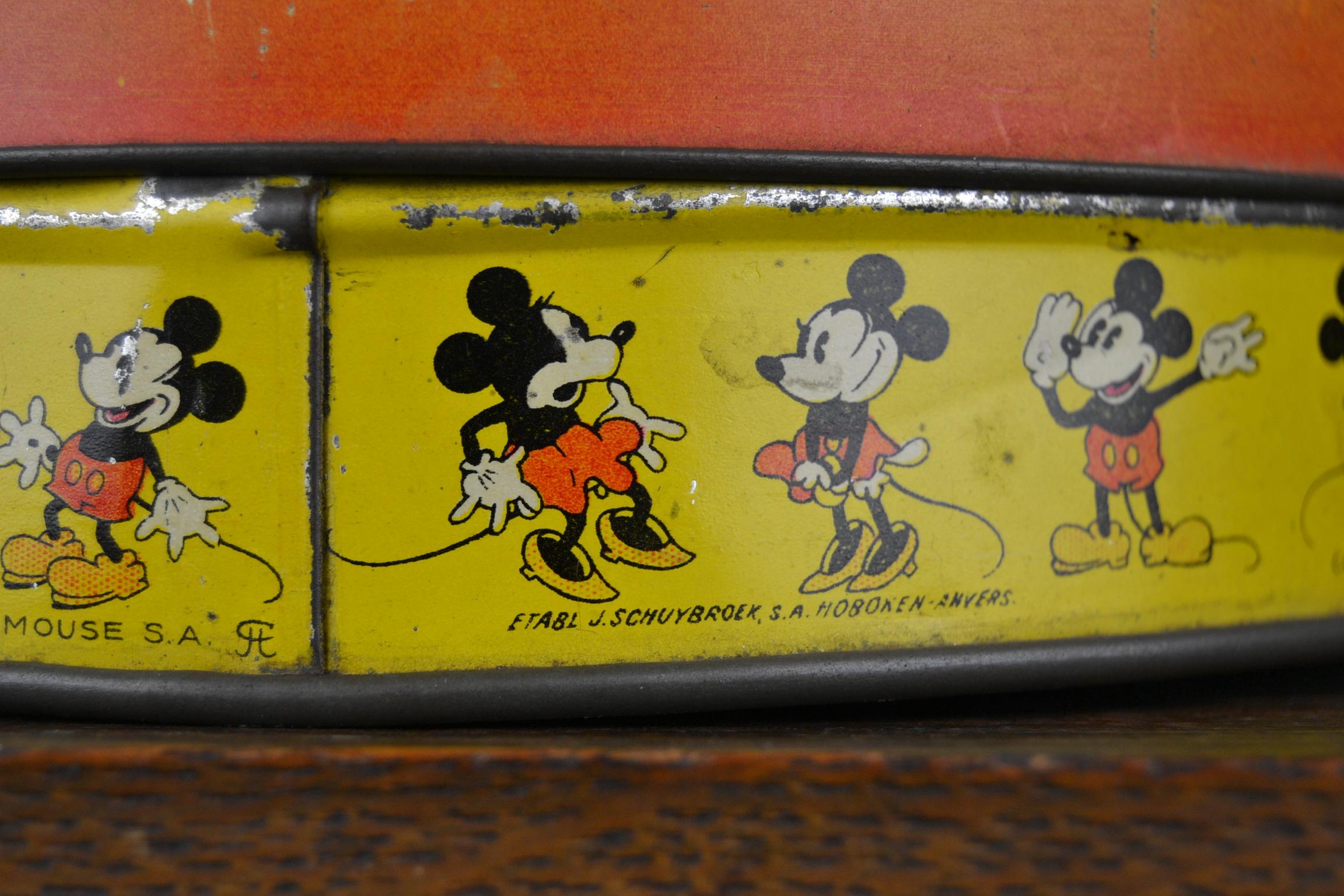 1930s  Walt Disney Tin with Mickey Mouse, Minnie Mouse and Pluto  3