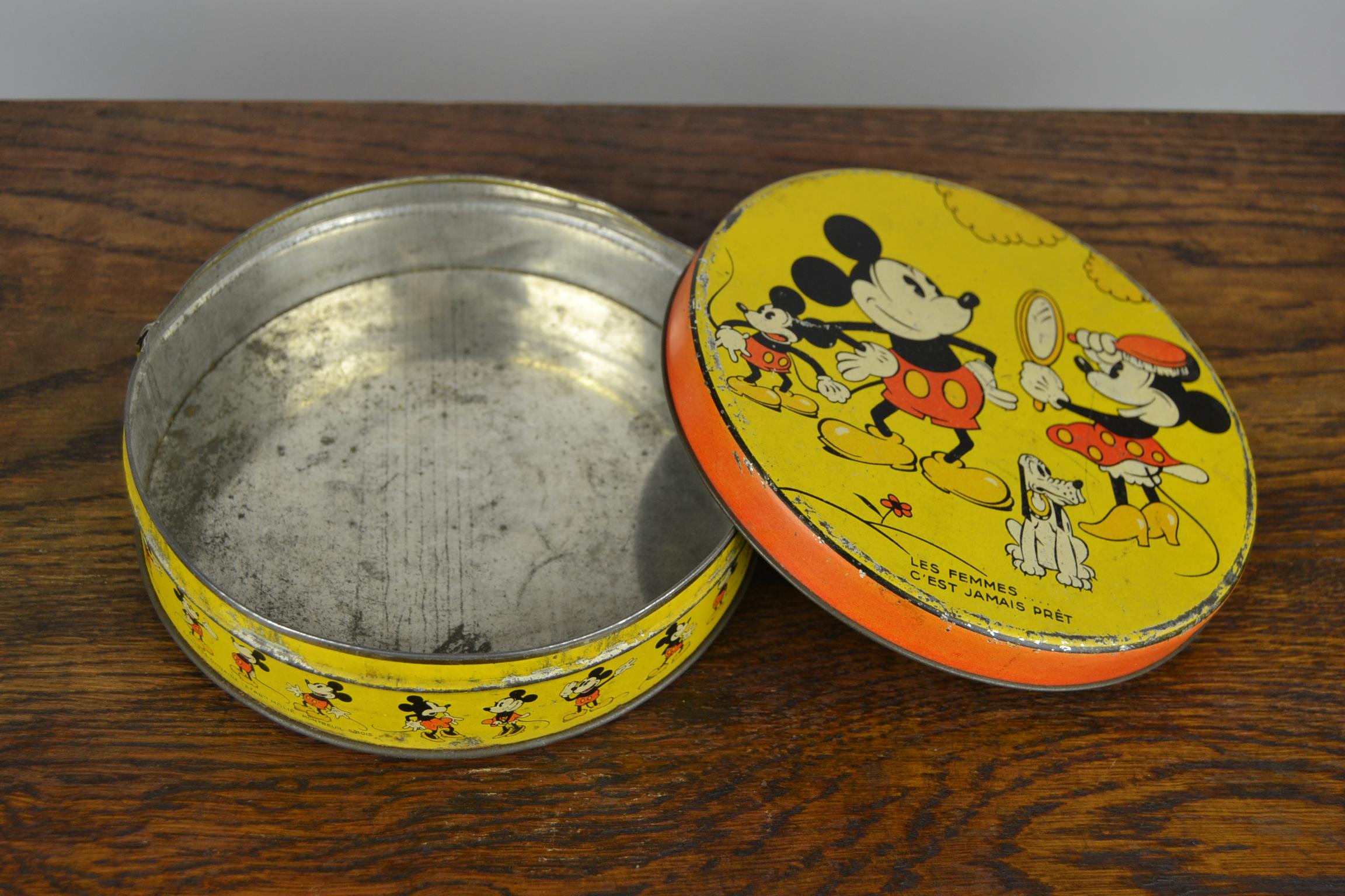 1930s  Walt Disney Tin with Mickey Mouse, Minnie Mouse and Pluto  8