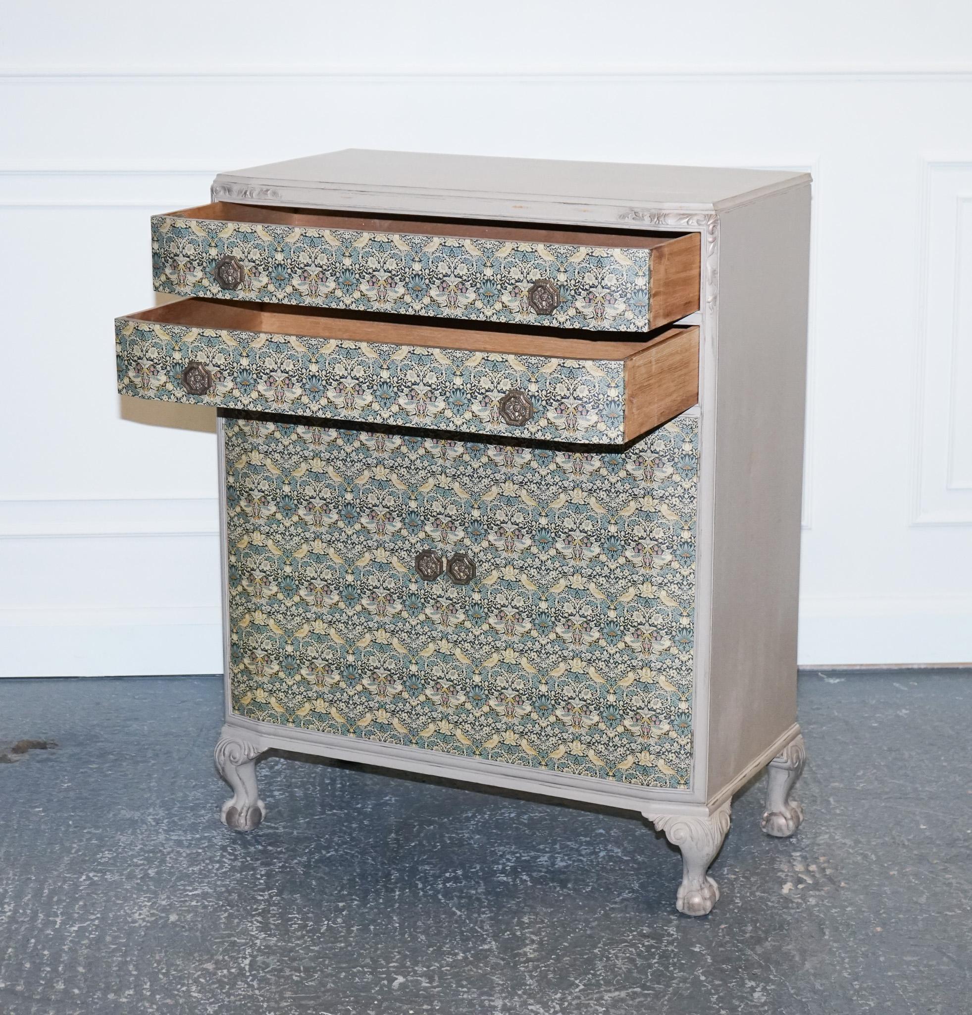 British 1930s Waring & Gillow Hand Painted Chest of Drawers Cupboard William Morris For Sale