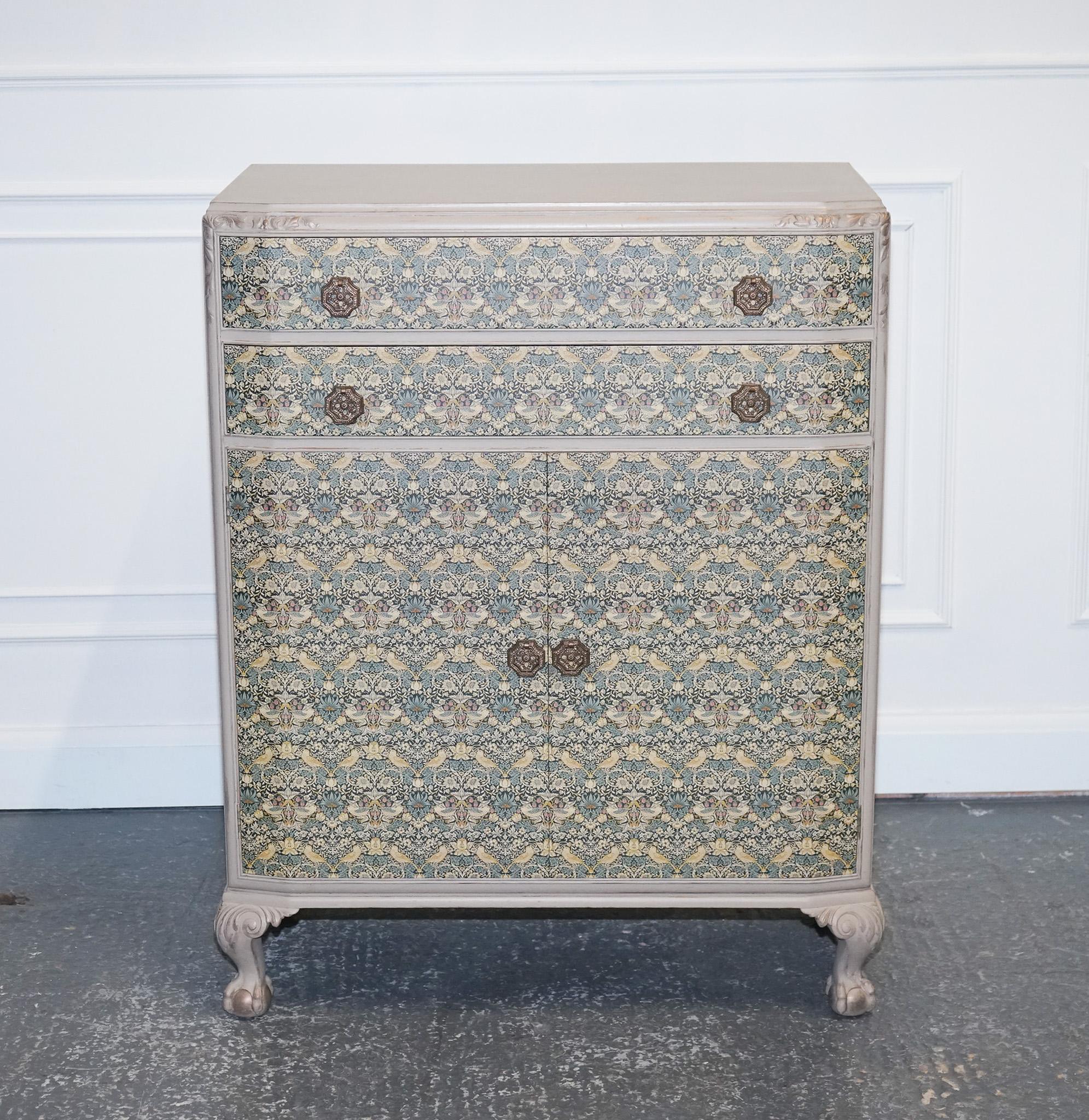1930s Waring & Gillow Hand Painted Chest of Drawers Cupboard William Morris In Good Condition For Sale In Pulborough, GB