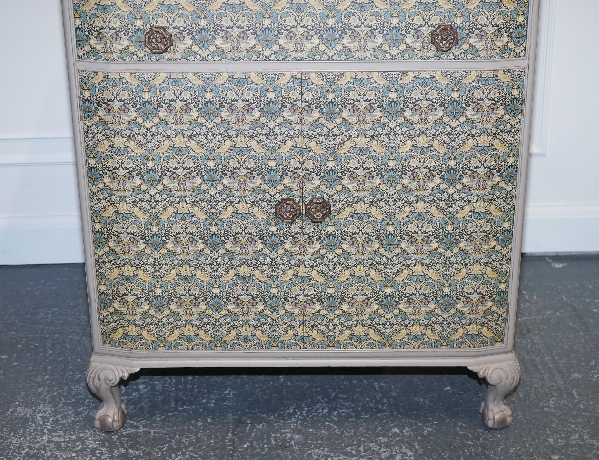 Walnut 1930s Waring & Gillow Hand Painted Chest of Drawers Cupboard William Morris For Sale