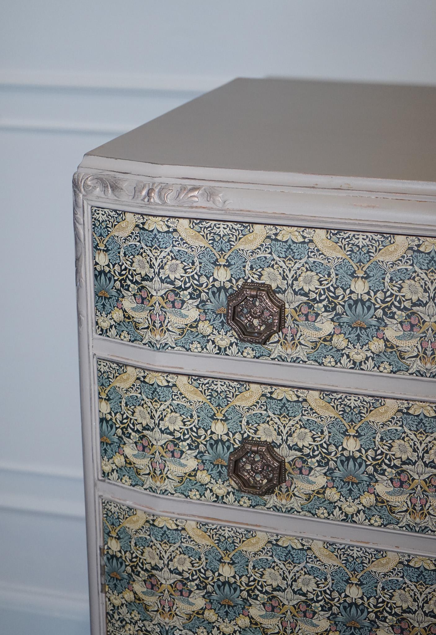 1930s Waring & Gillow Hand Painted Chest of Drawers Cupboard William Morris For Sale 1