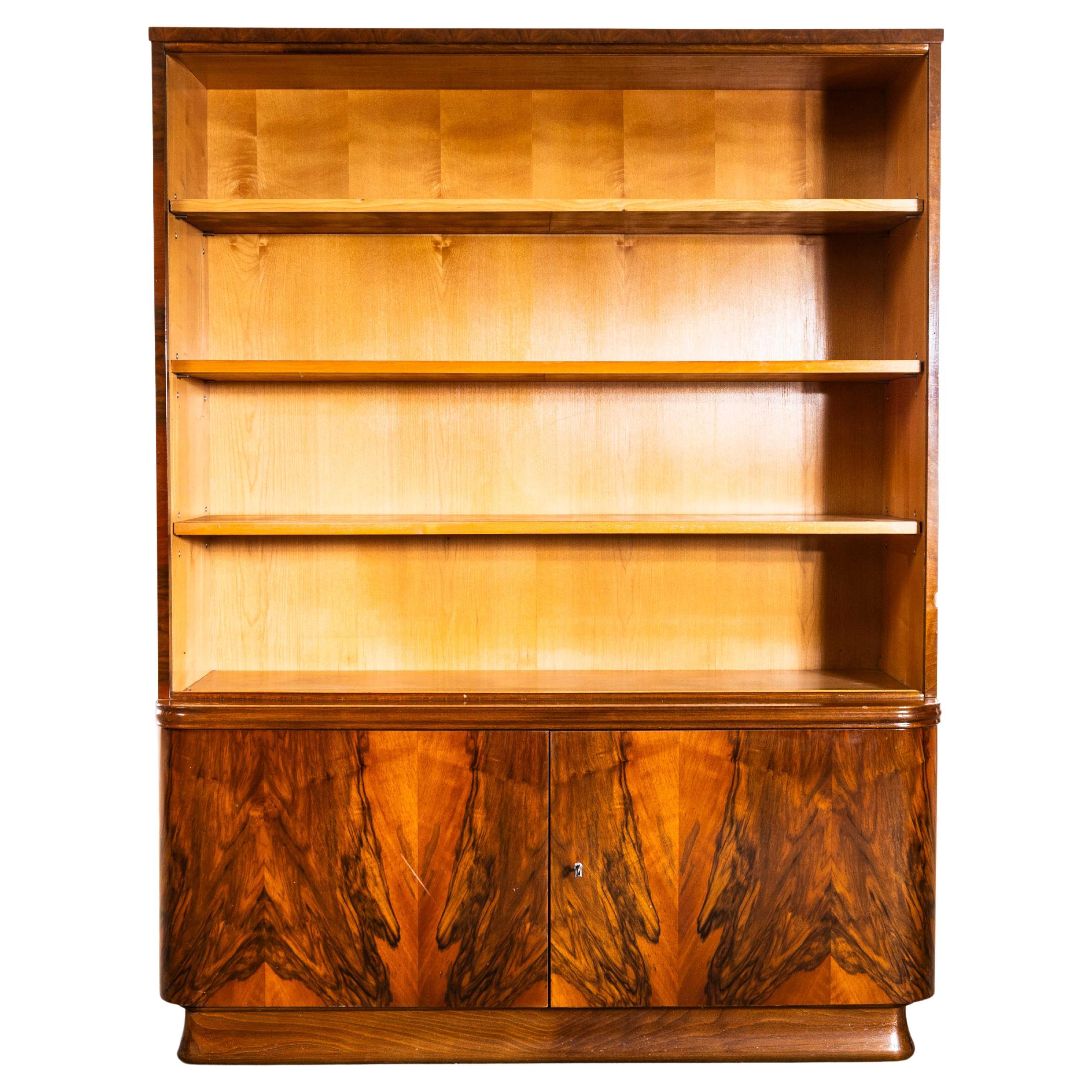 1930
s Warm Figured Walnut Bookshelf For Sale