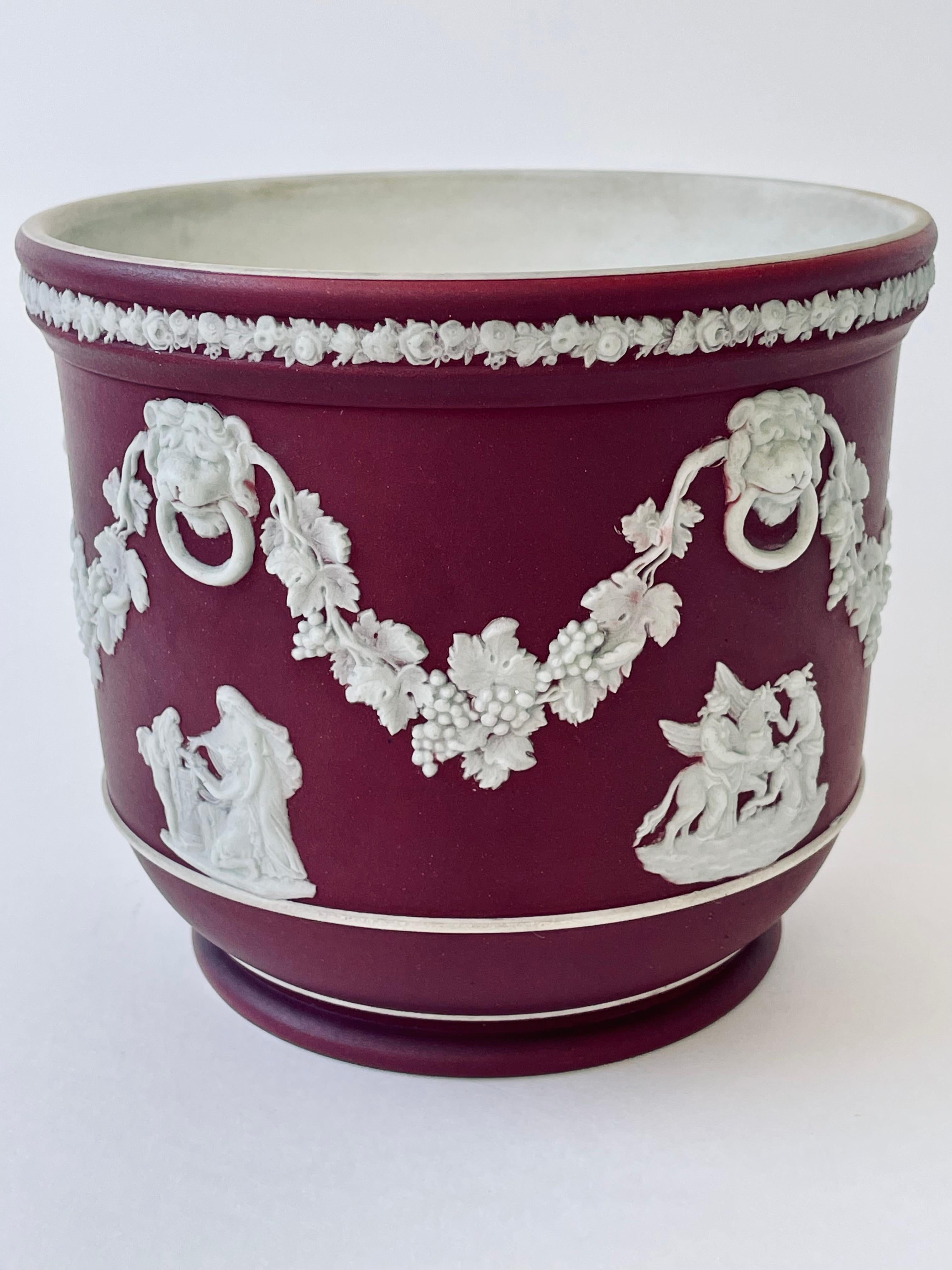 Neoclassical 1930s Wedgwood Crimson Jasper Dip Stoneware Garden Pot