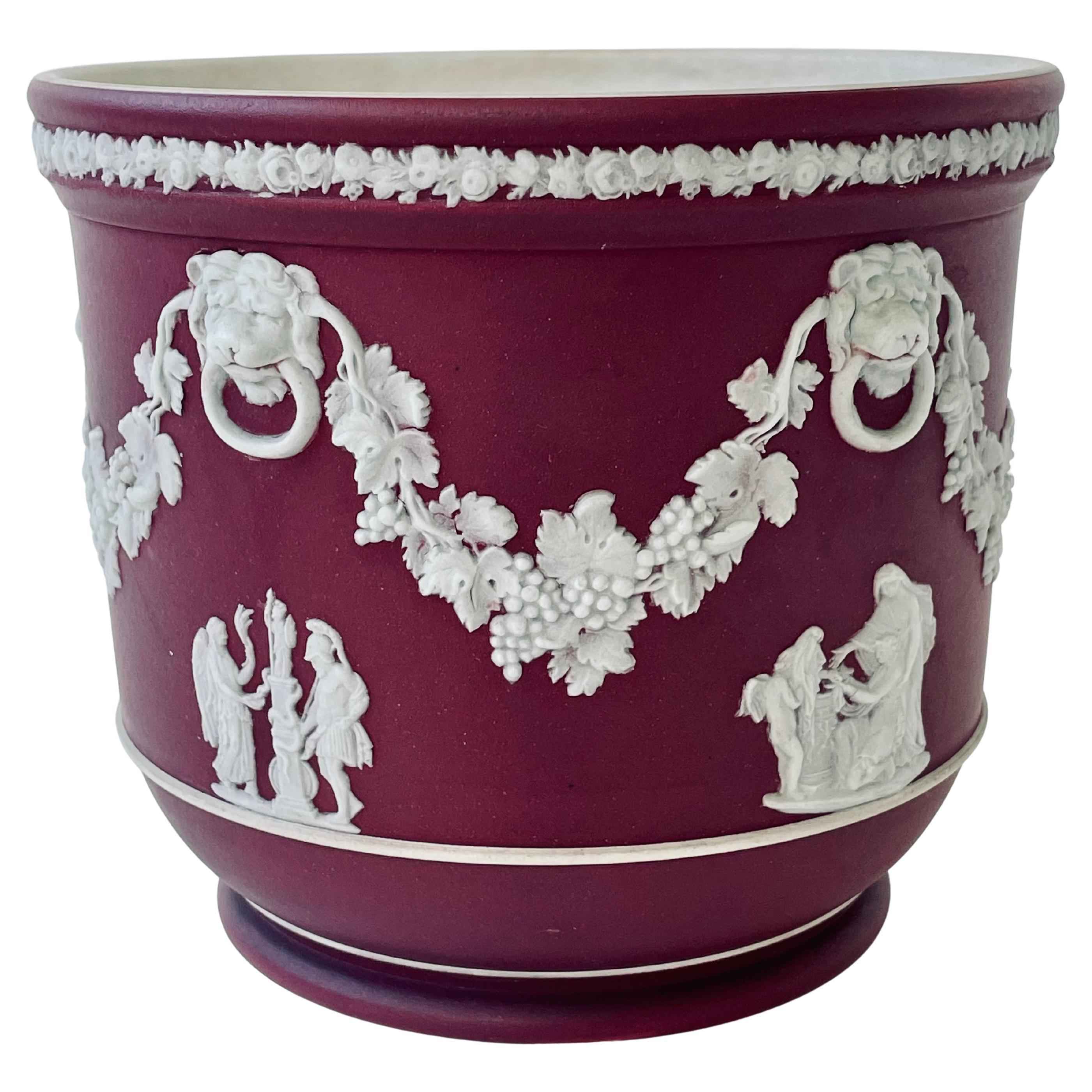 Maceta de jardín de gres con jaspe carmesí de Wedgwood de los años 1930
