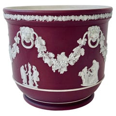 Maceta de jardín de gres con jaspe carmesí de Wedgwood de los años 1930