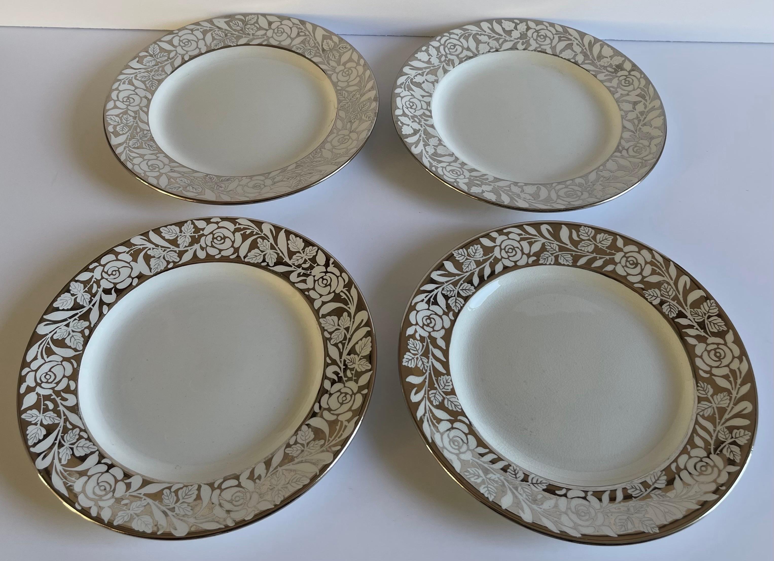 English 1930s Wedgwood Lustreware Dessert Plates, Set of 4