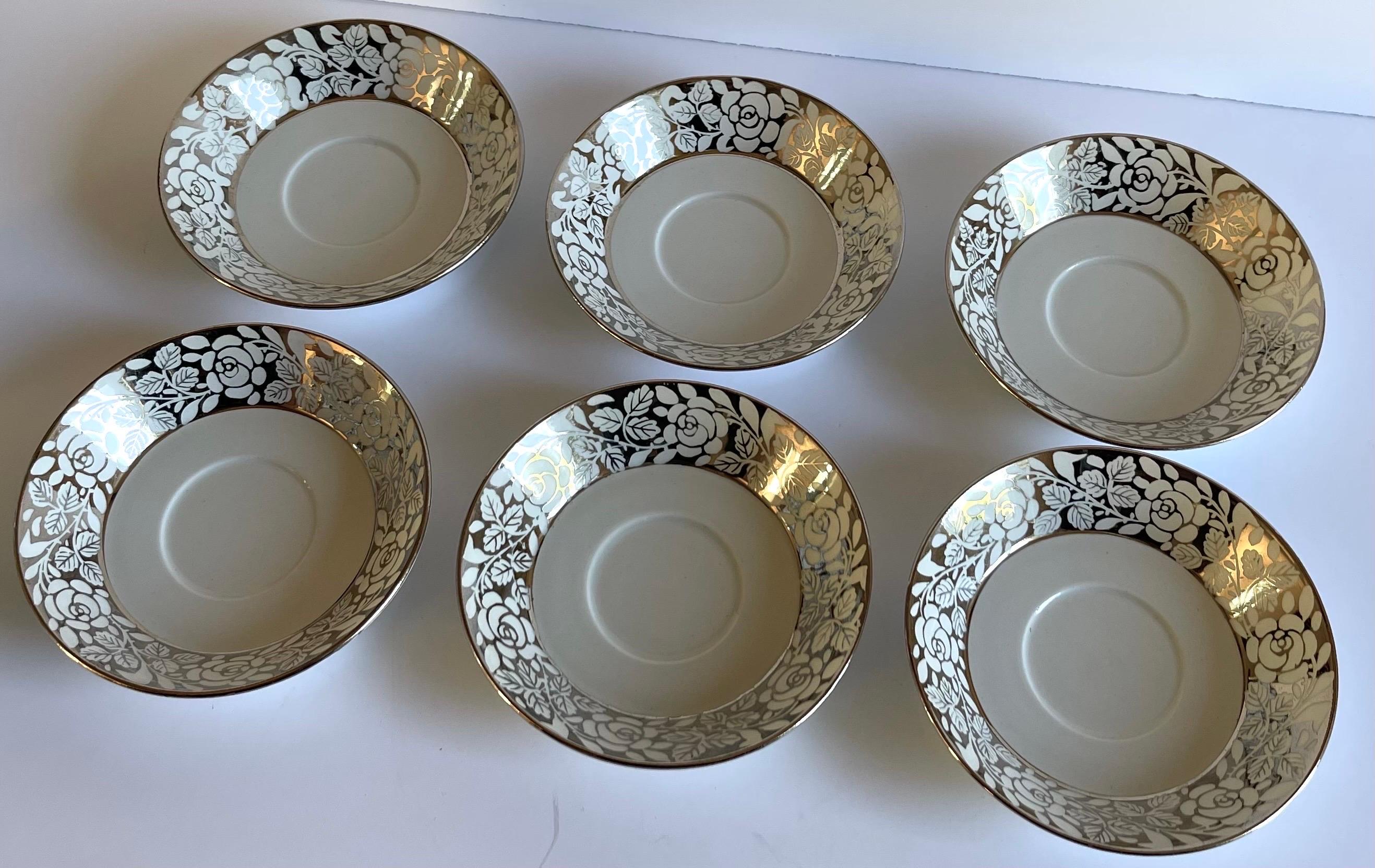 Mid-20th Century 1930s Wedgwood Lustreware Tea Cups & Saucers, Set of 6 For Sale