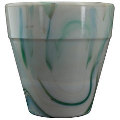 Vintage 1930s Westite Glass Company Flower Pot Vase Swirl Slag Akro Agate Marble