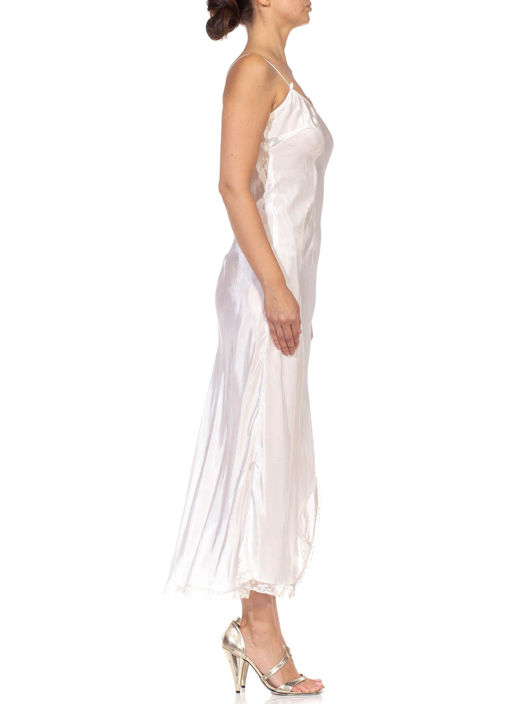 white bias cut slip dress